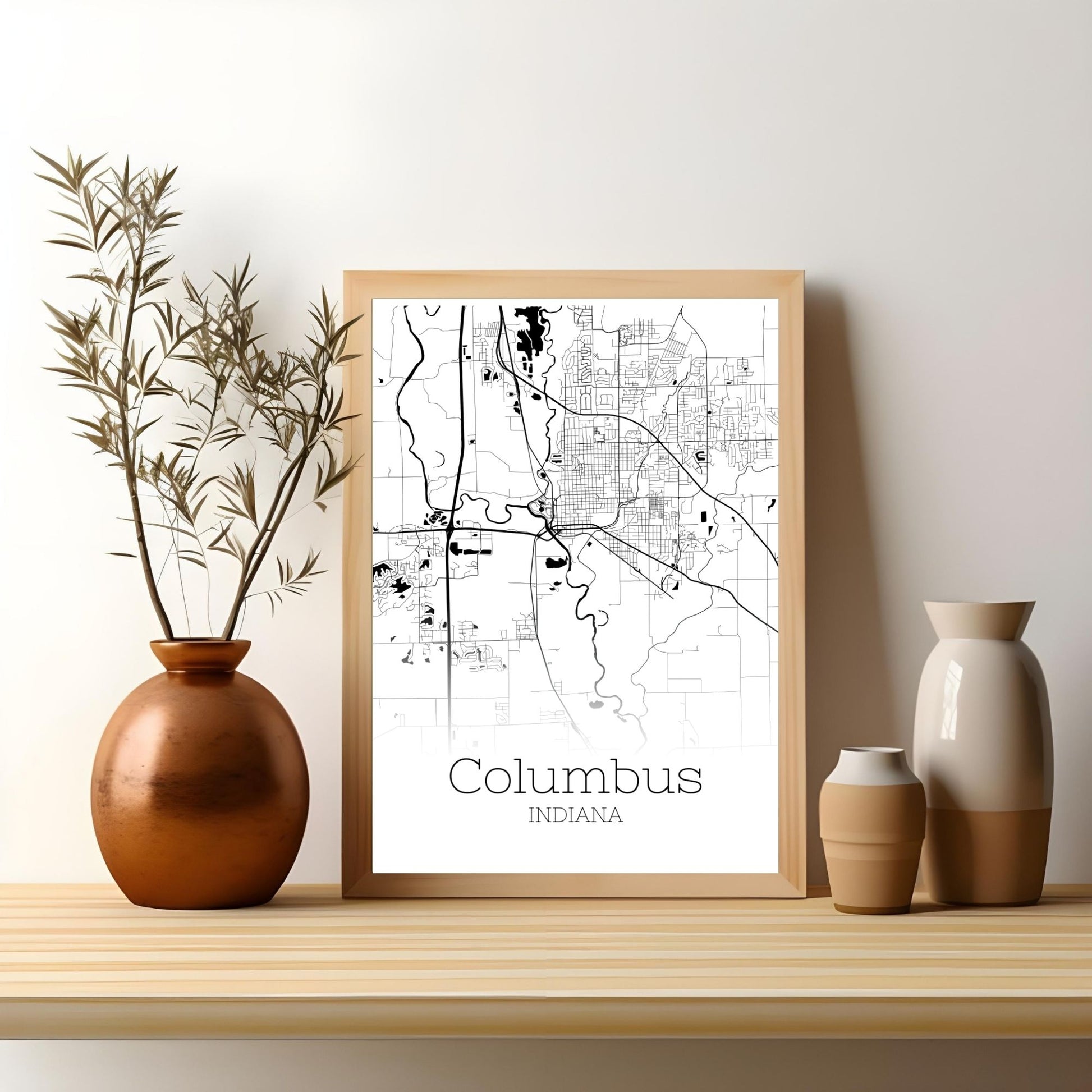 Columbus Indiana City Map Poster - GroovyGrove