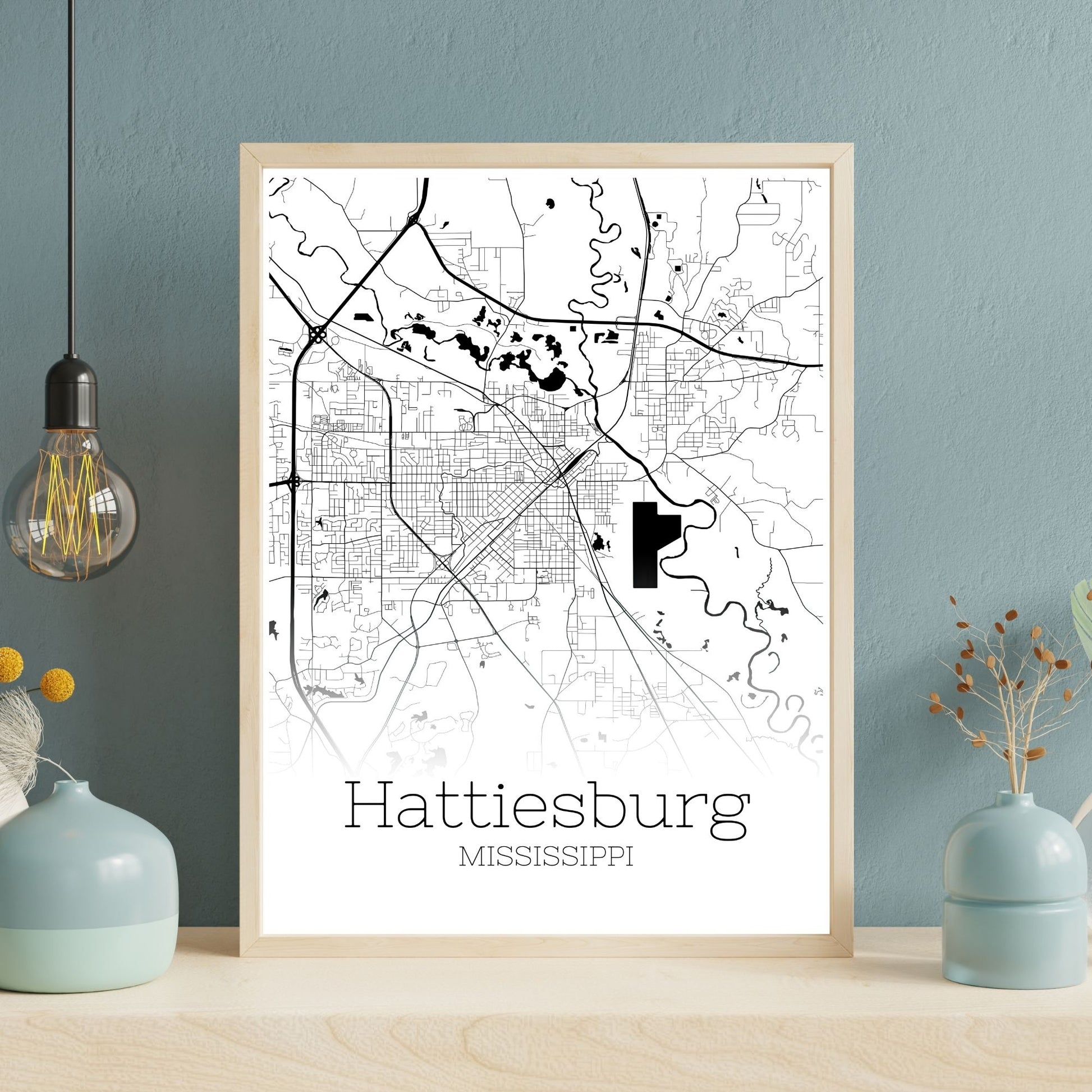 Hattiesburg Mississippi City Map Poster - GroovyGrove