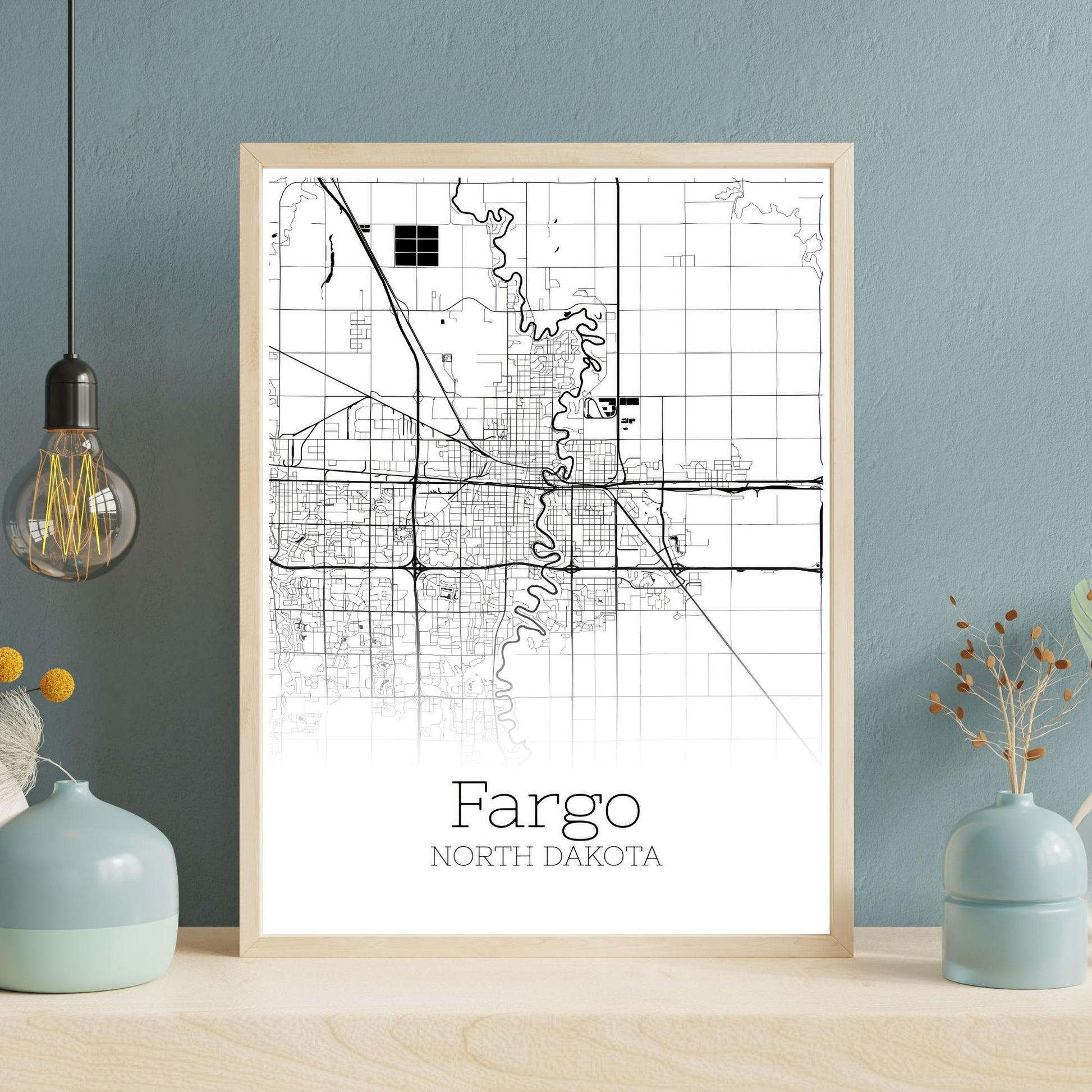 Fargo North Dakota City Map Poster - GroovyGrove