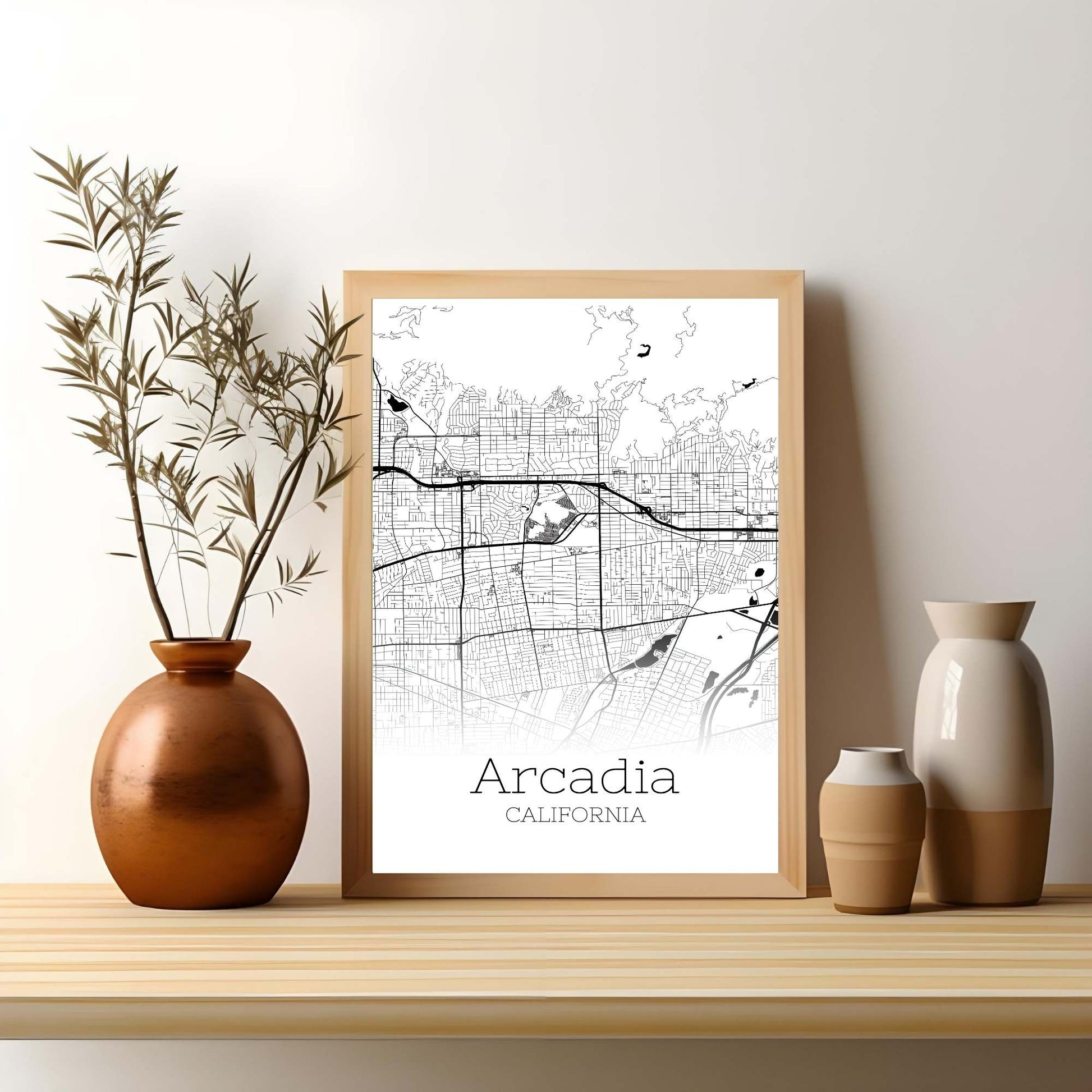 Arcadia California City Map Poster - GroovyGrove