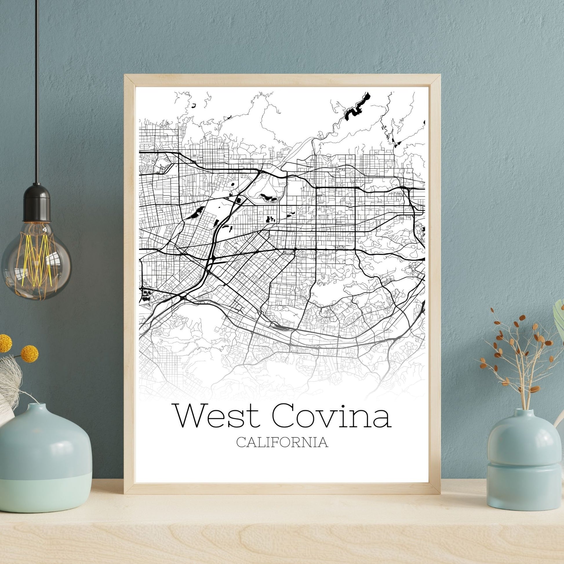 West Covina California City Map Poster - GroovyGrove