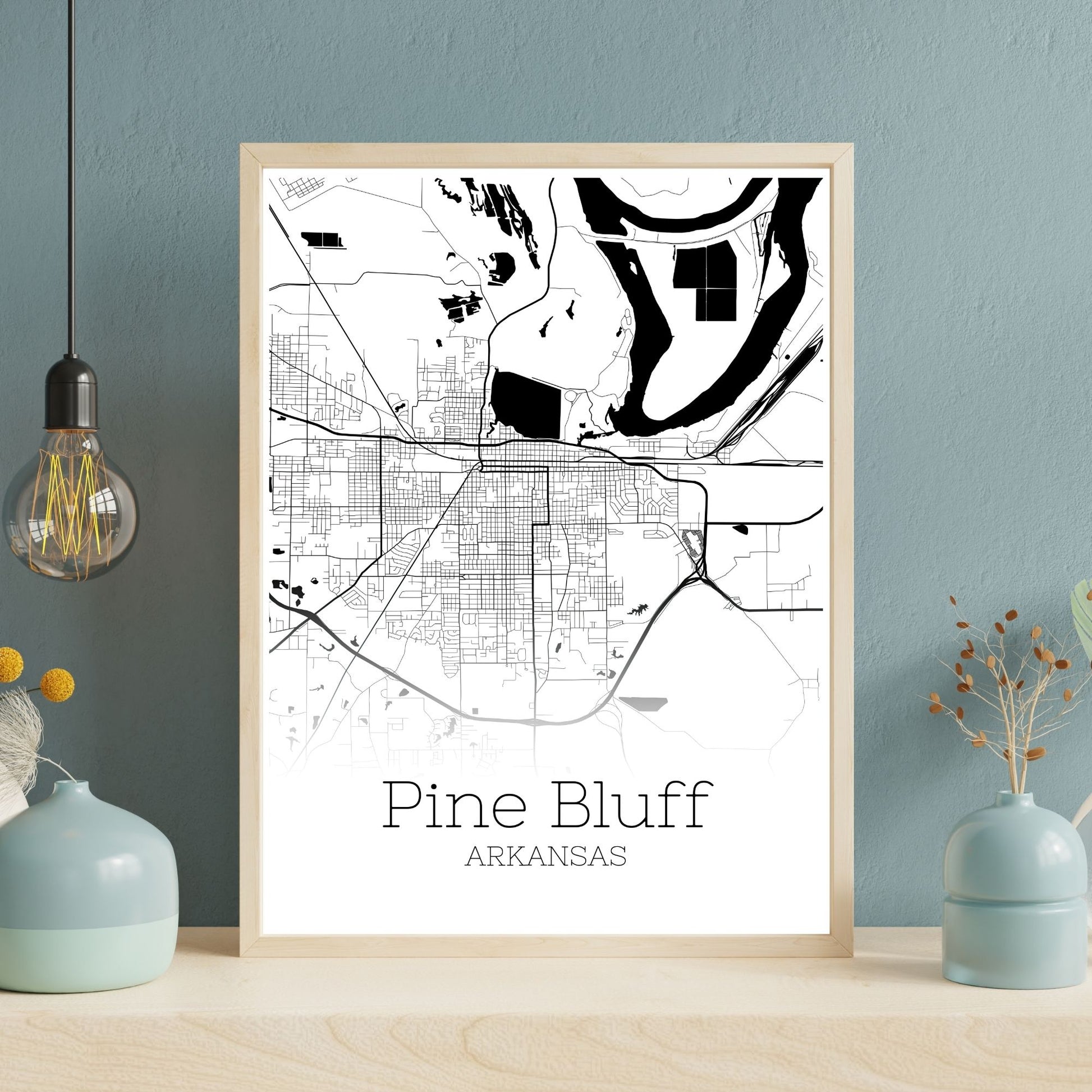 Pine Bluff Arkansas City Map Poster - GroovyGrove