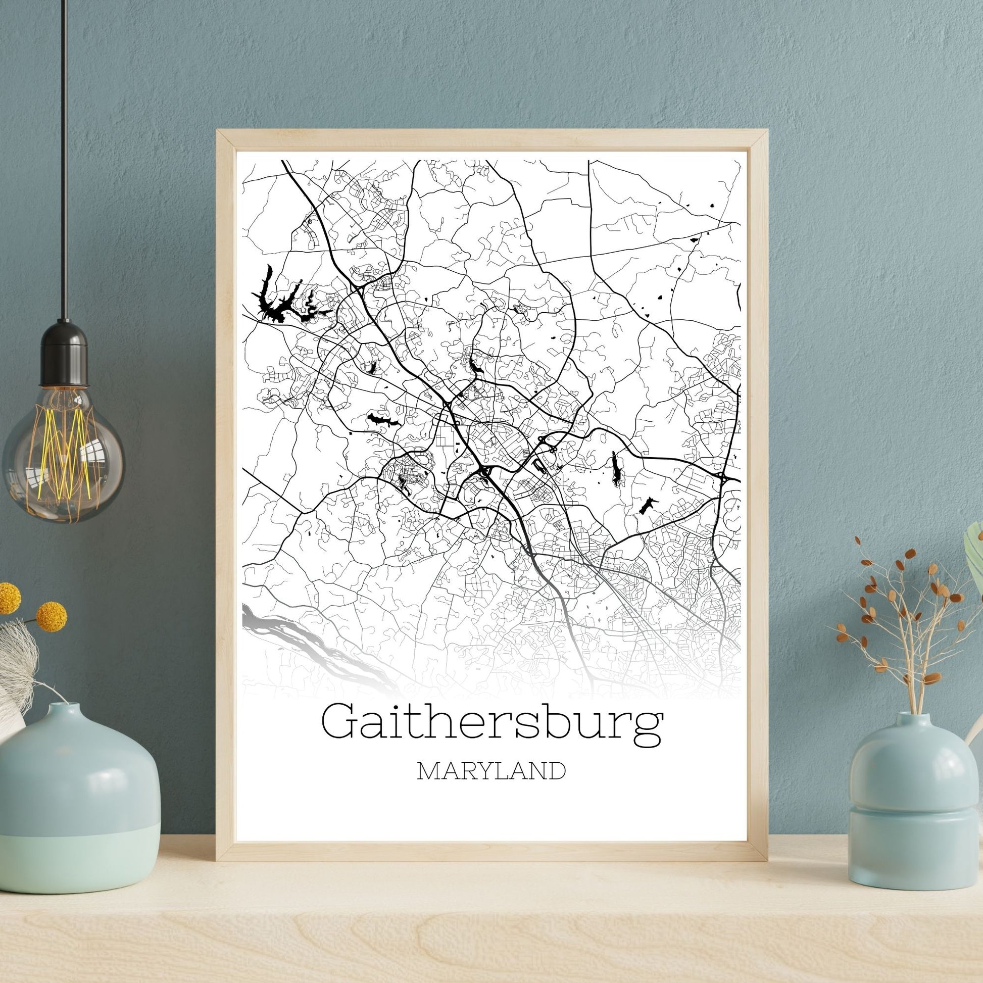 Gaithersburg Maryland City Map Poster - GroovyGrove