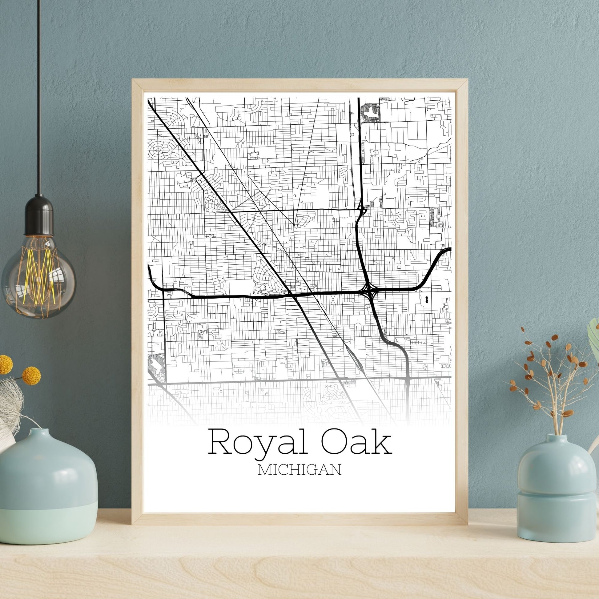 Royal Oak Michigan City Map Poster - GroovyGrove