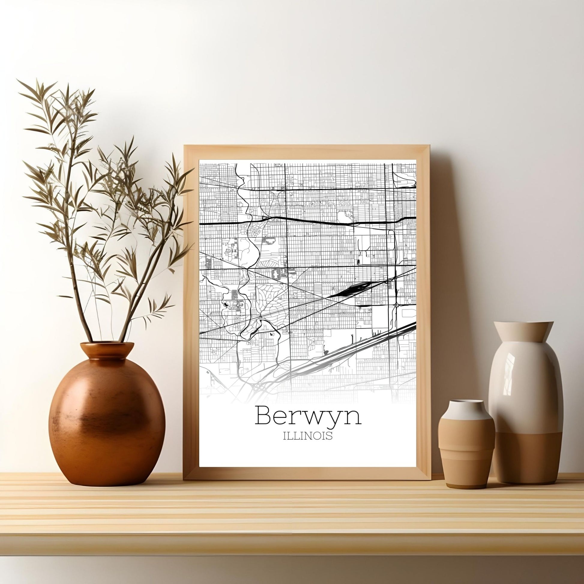 Berwyn Illinois City Map Poster - GroovyGrove