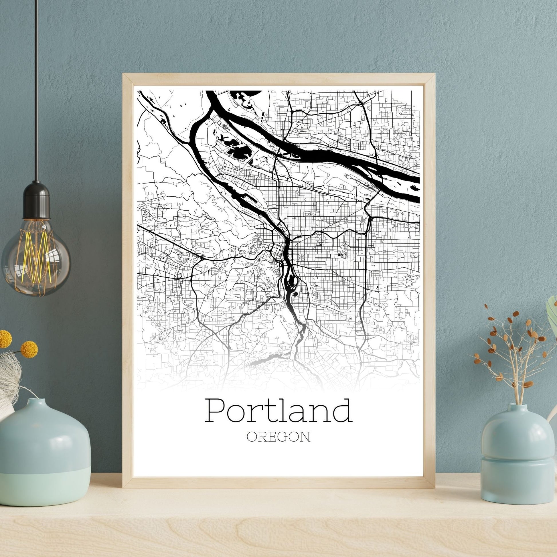 Portland Oregon City Map Poster - GroovyGrove