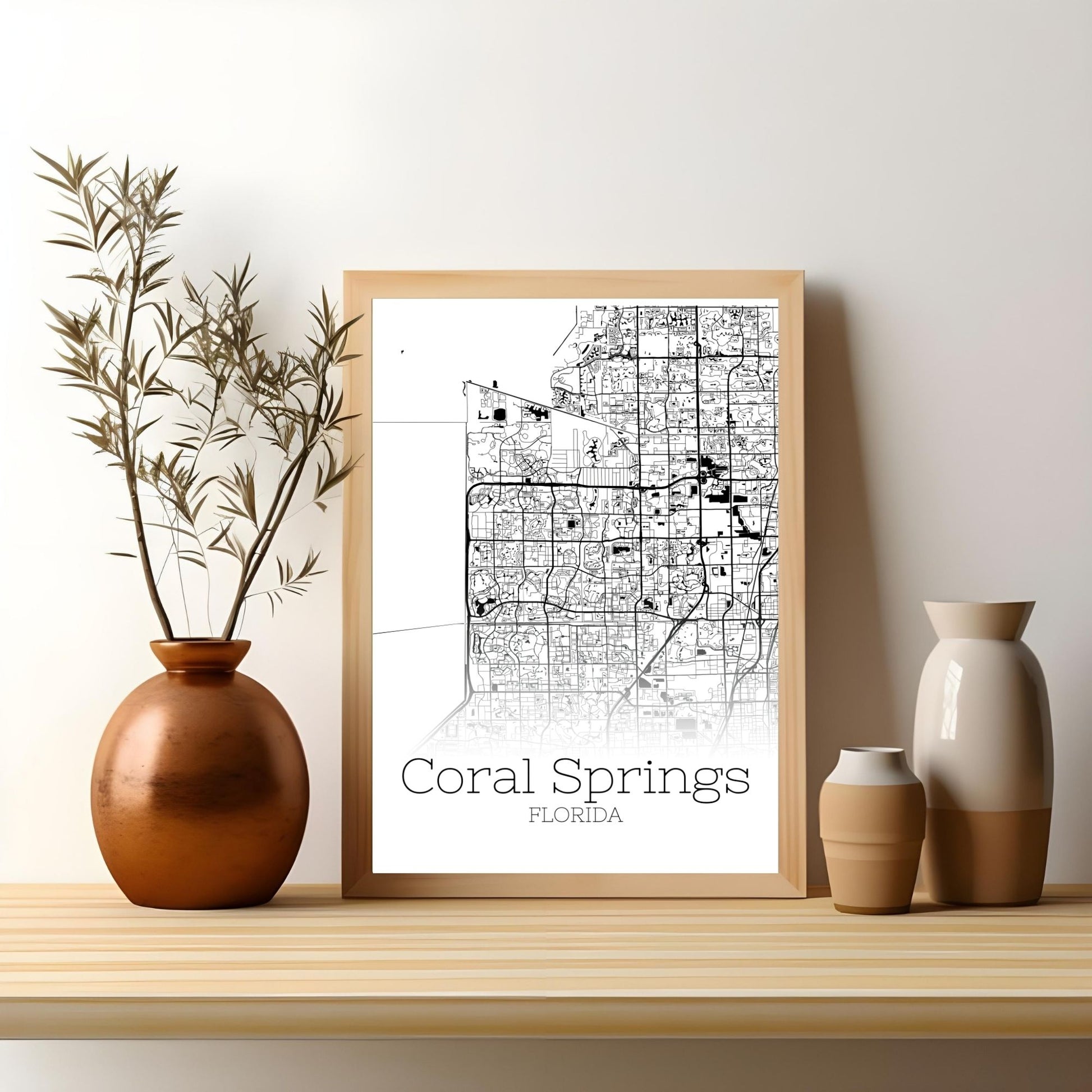 Coral Springs Florida City Map Poster - GroovyGrove