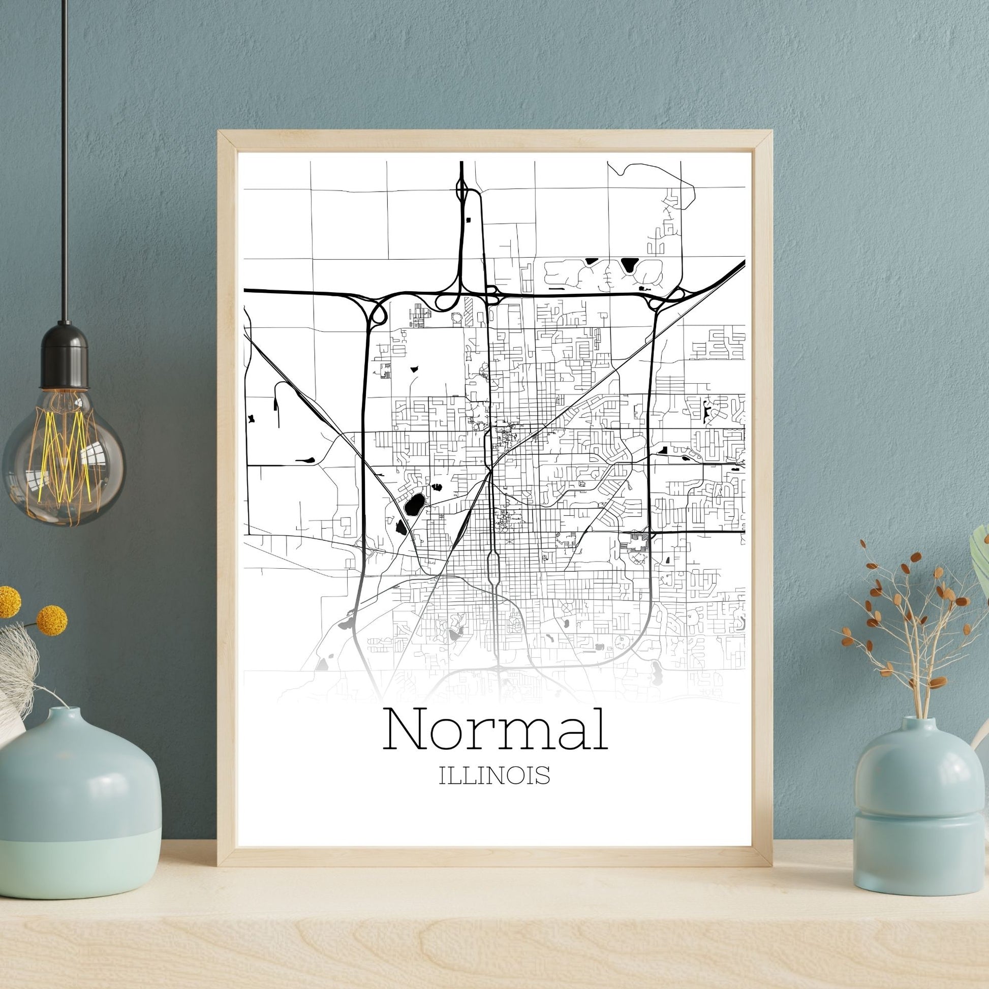 Normal Illinois City Map Poster - GroovyGrove