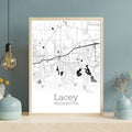 Lacey Washington City Map Poster - GroovyGrove