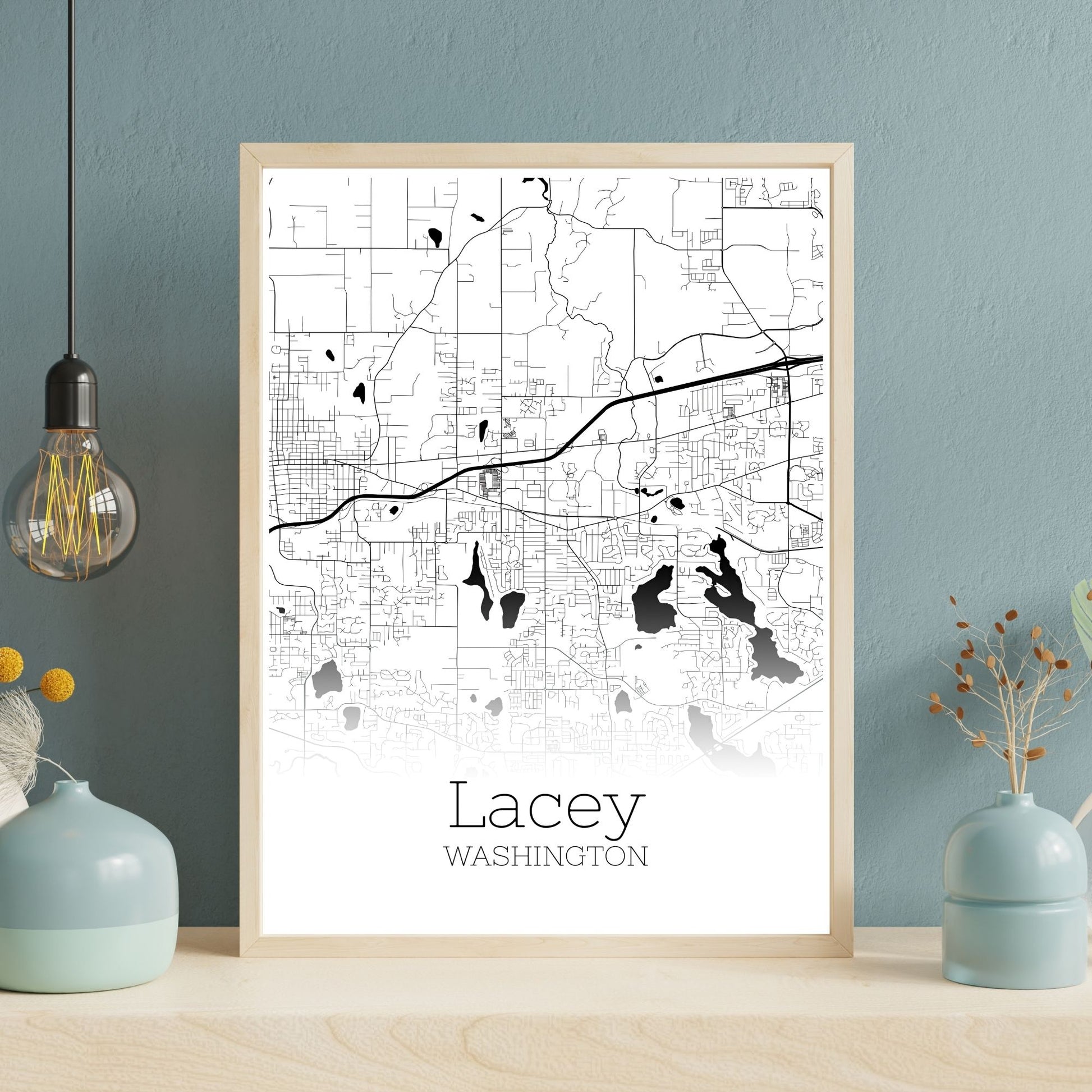 Lacey Washington City Map Poster - GroovyGrove