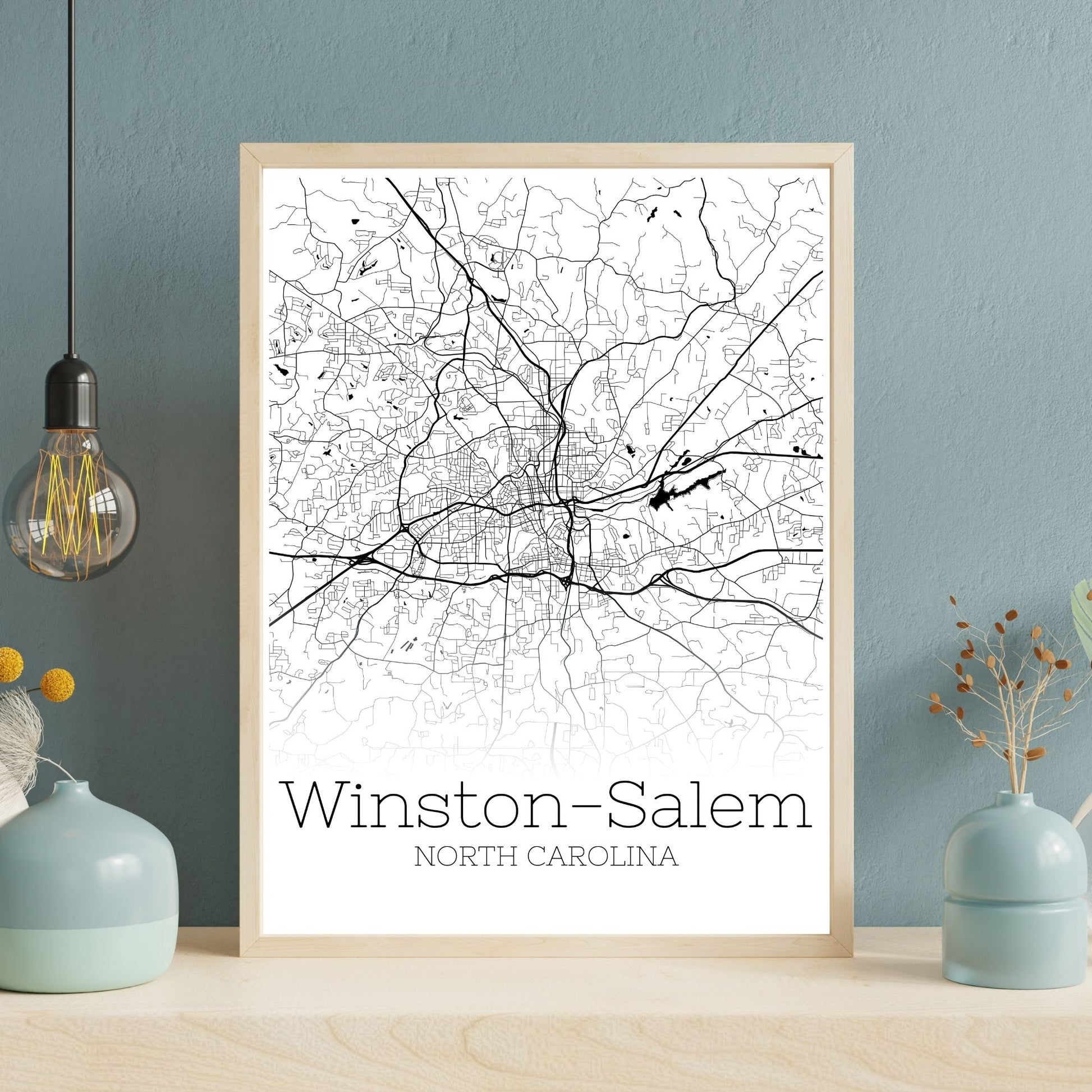 Winston-Salem North Carolina City Map Poster - GroovyGrove