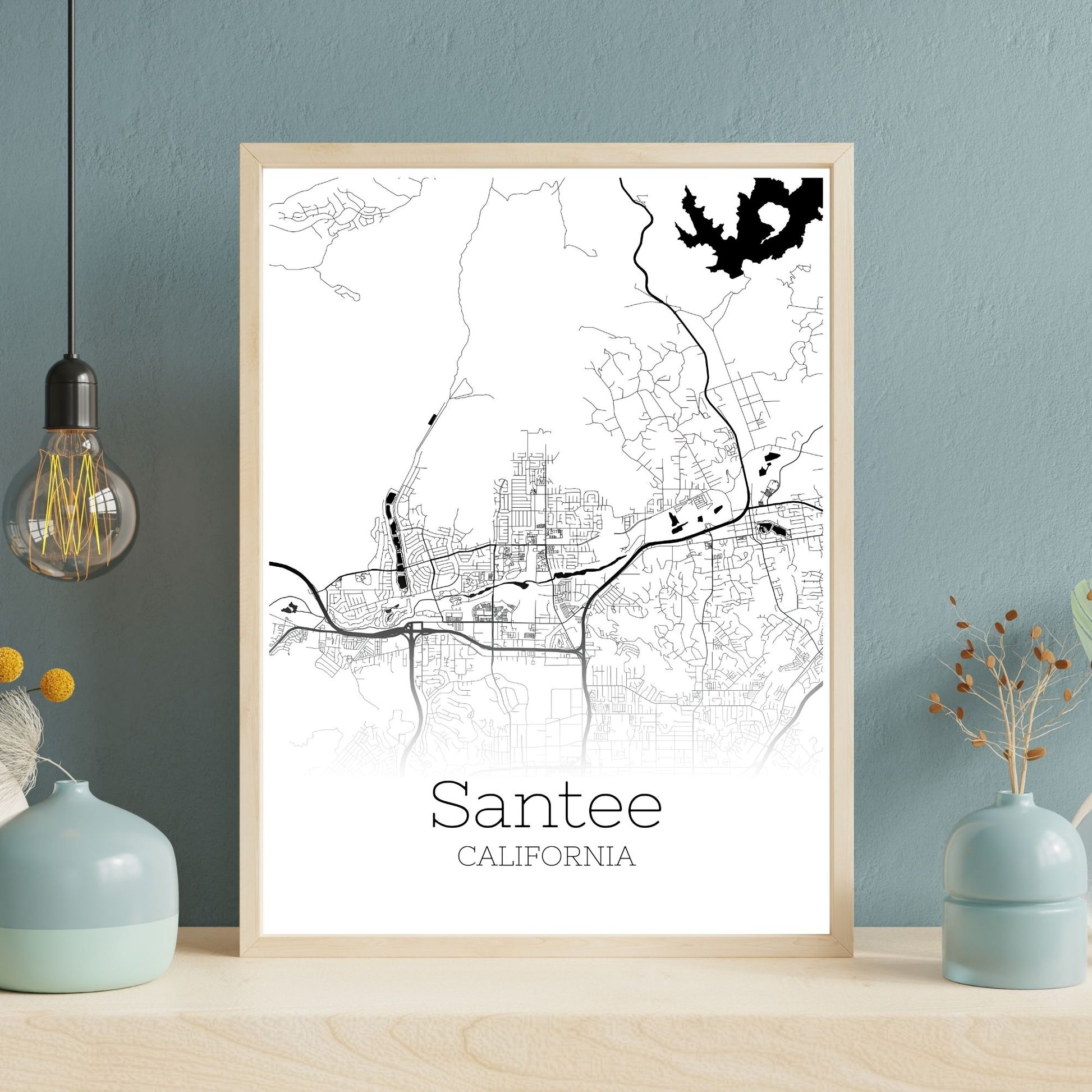 Santee California City Map Poster - GroovyGrove