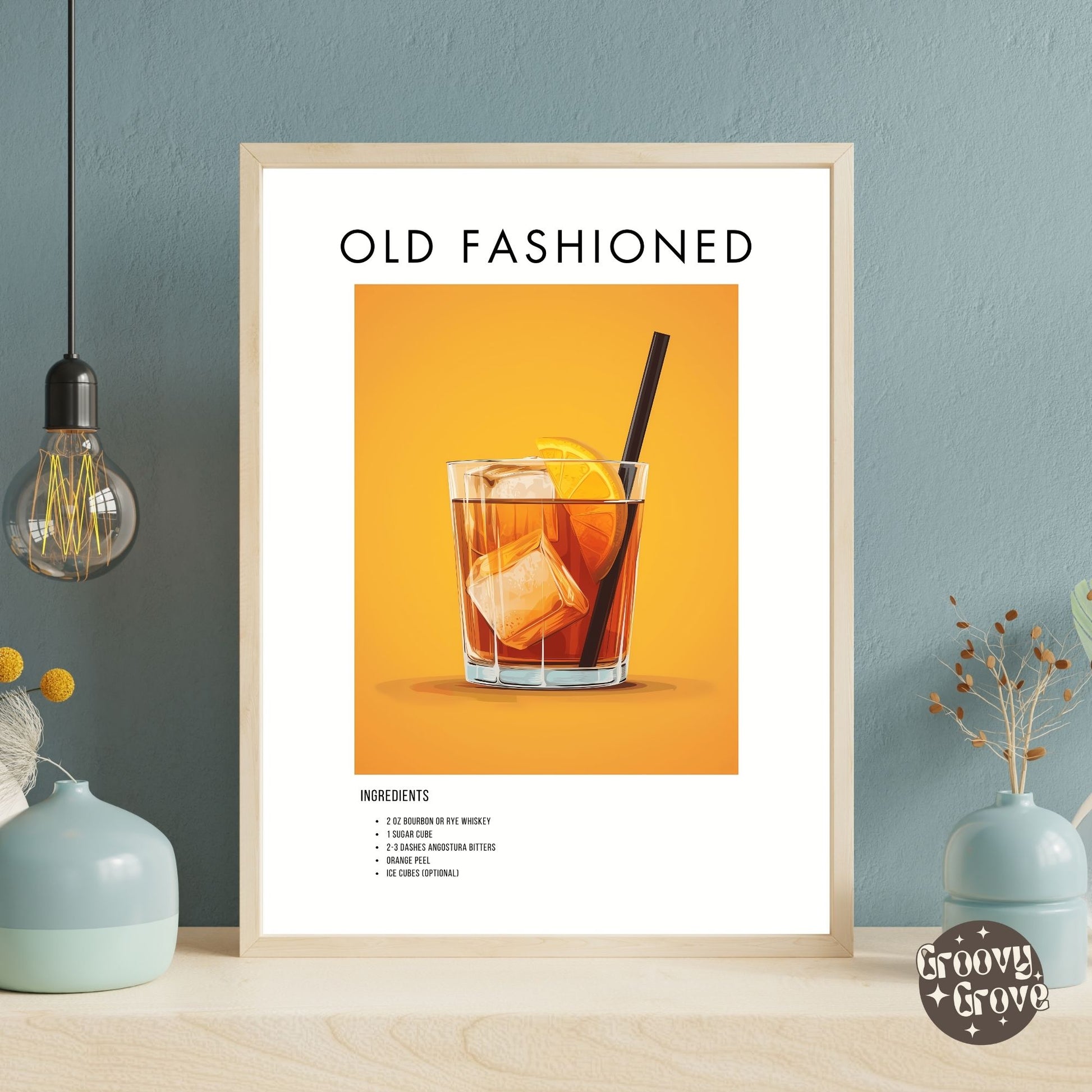 Old Fashioned Retro Cocktail Poster - GroovyGrove