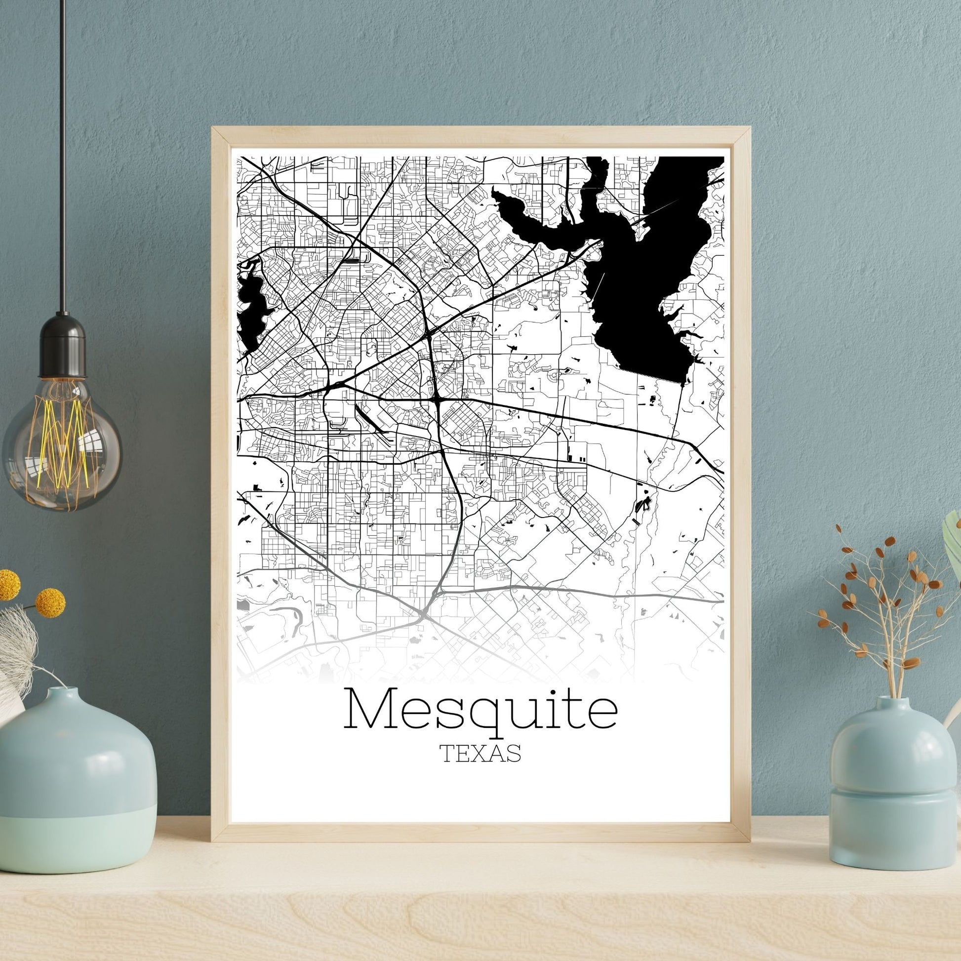 Mesquite Texas City Map Poster - GroovyGrove