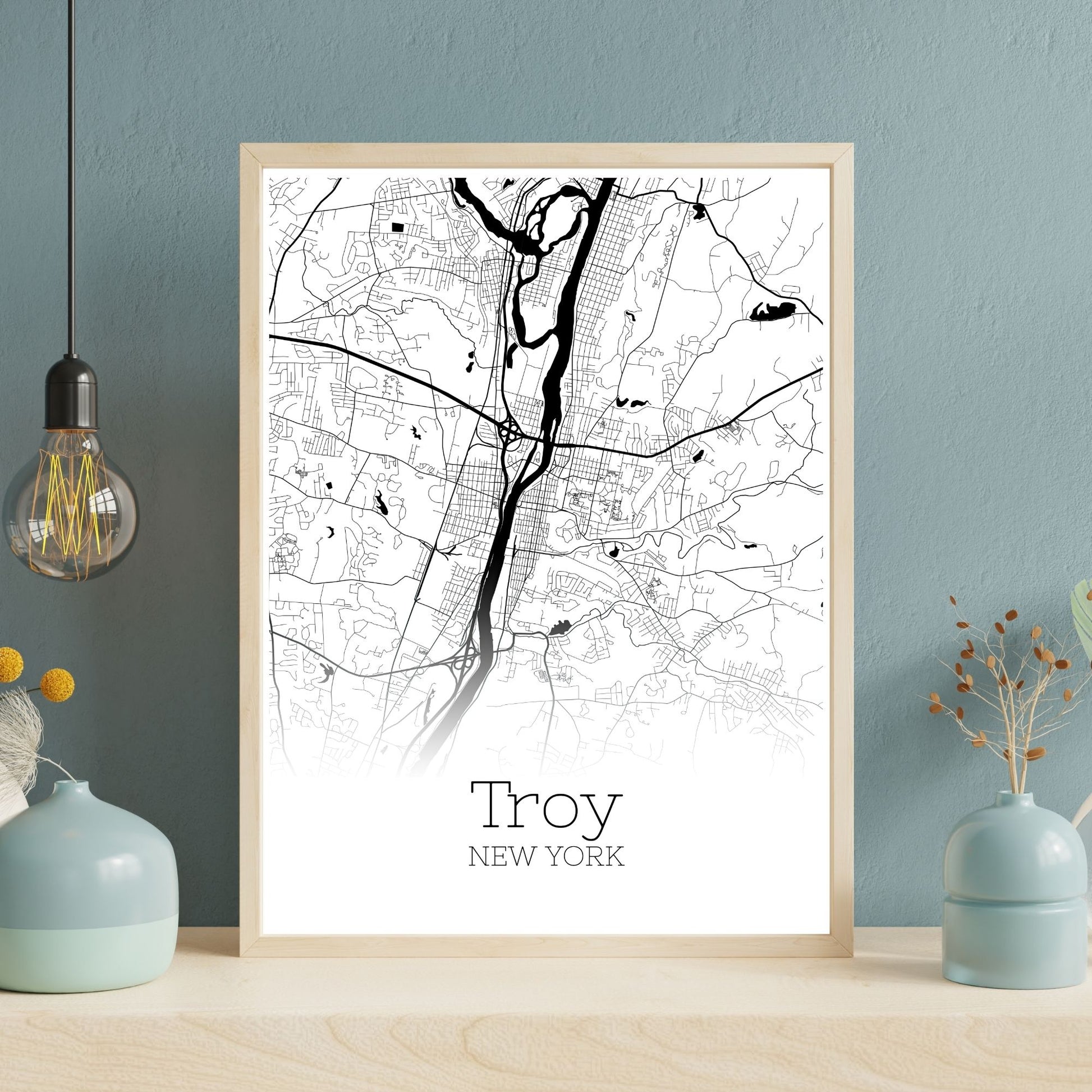 Troy New York City Map Poster - GroovyGrove