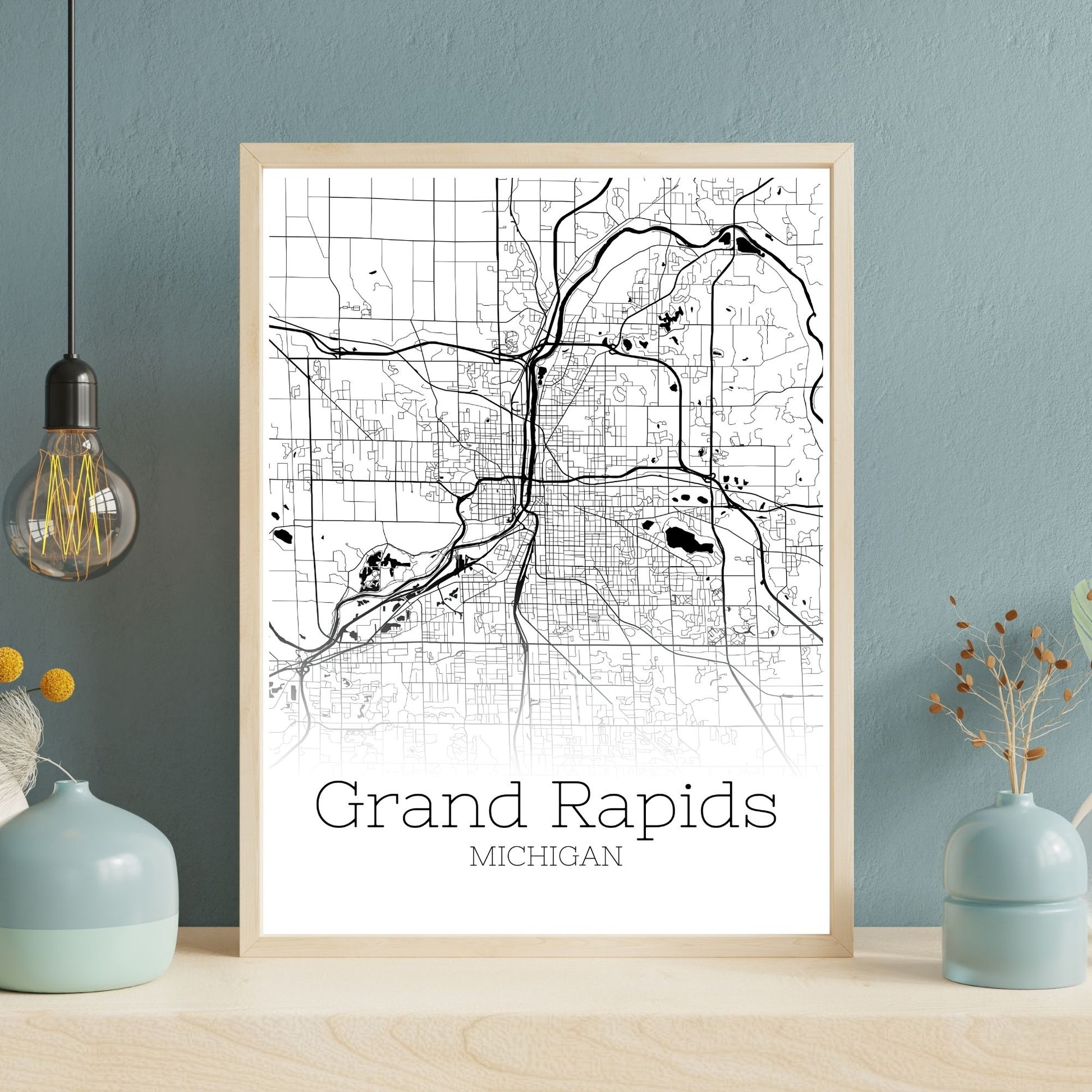 Grand Rapids Michigan City Map Poster - GroovyGrove