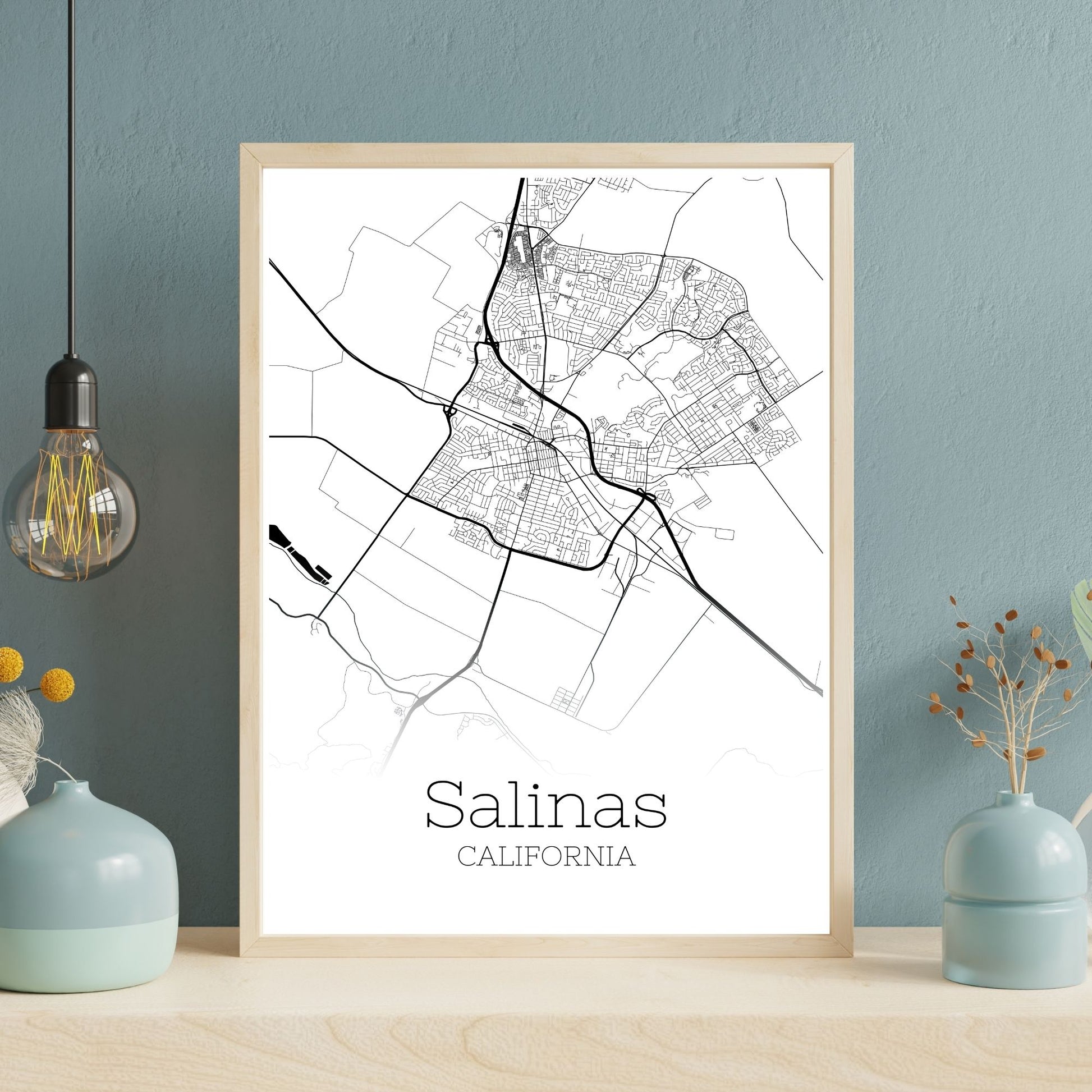 Salinas California City Map Poster - GroovyGrove