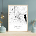 Denton Texas City Map Poster - GroovyGrove