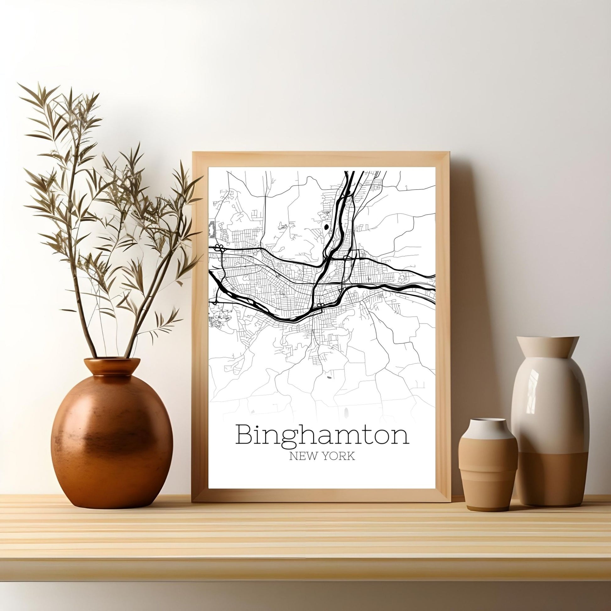 Binghamton New York City Map Poster - GroovyGrove