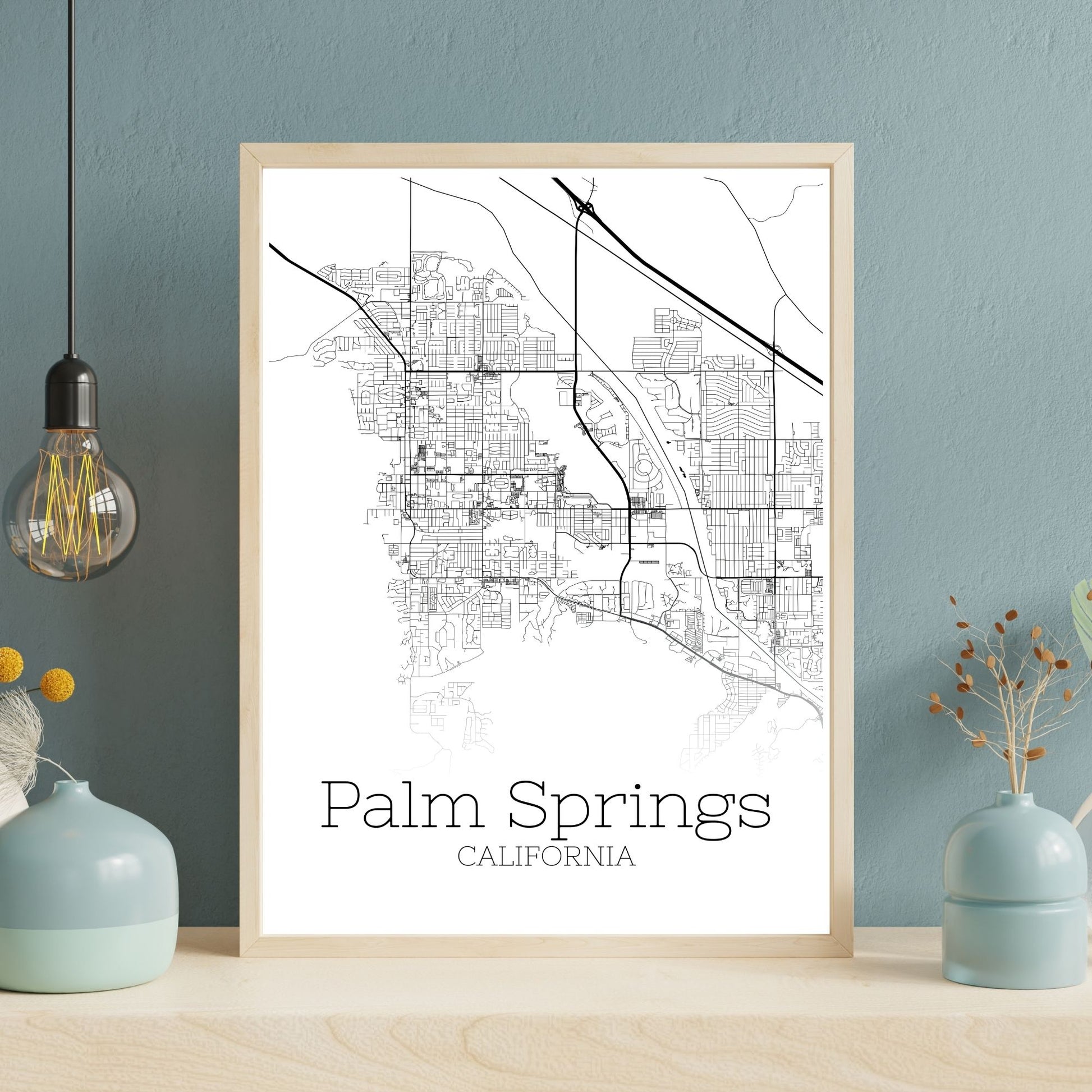 Palm Springs California City Map Poster - GroovyGrove