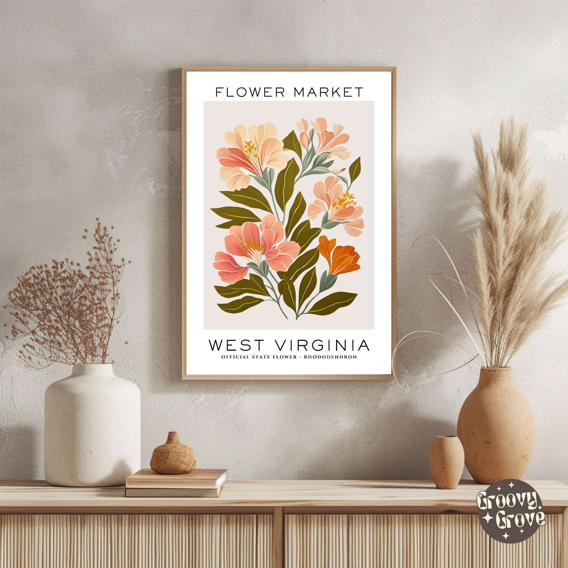 West Virginia Flower Market Poster - GroovyGrove