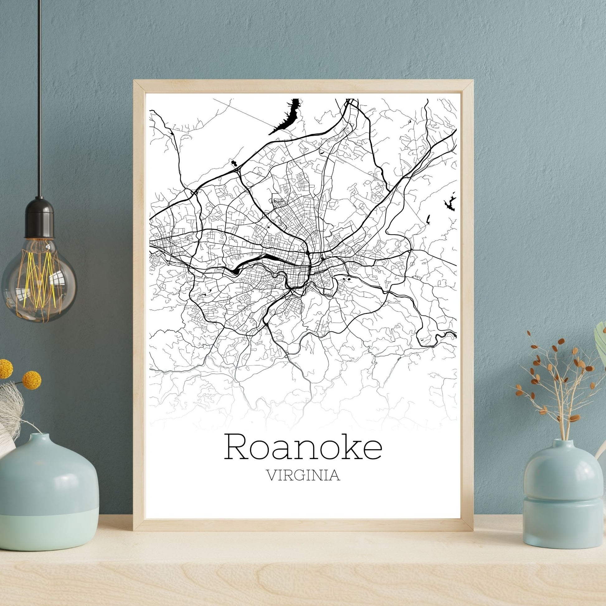 Roanoke Virginia City Map Poster - GroovyGrove