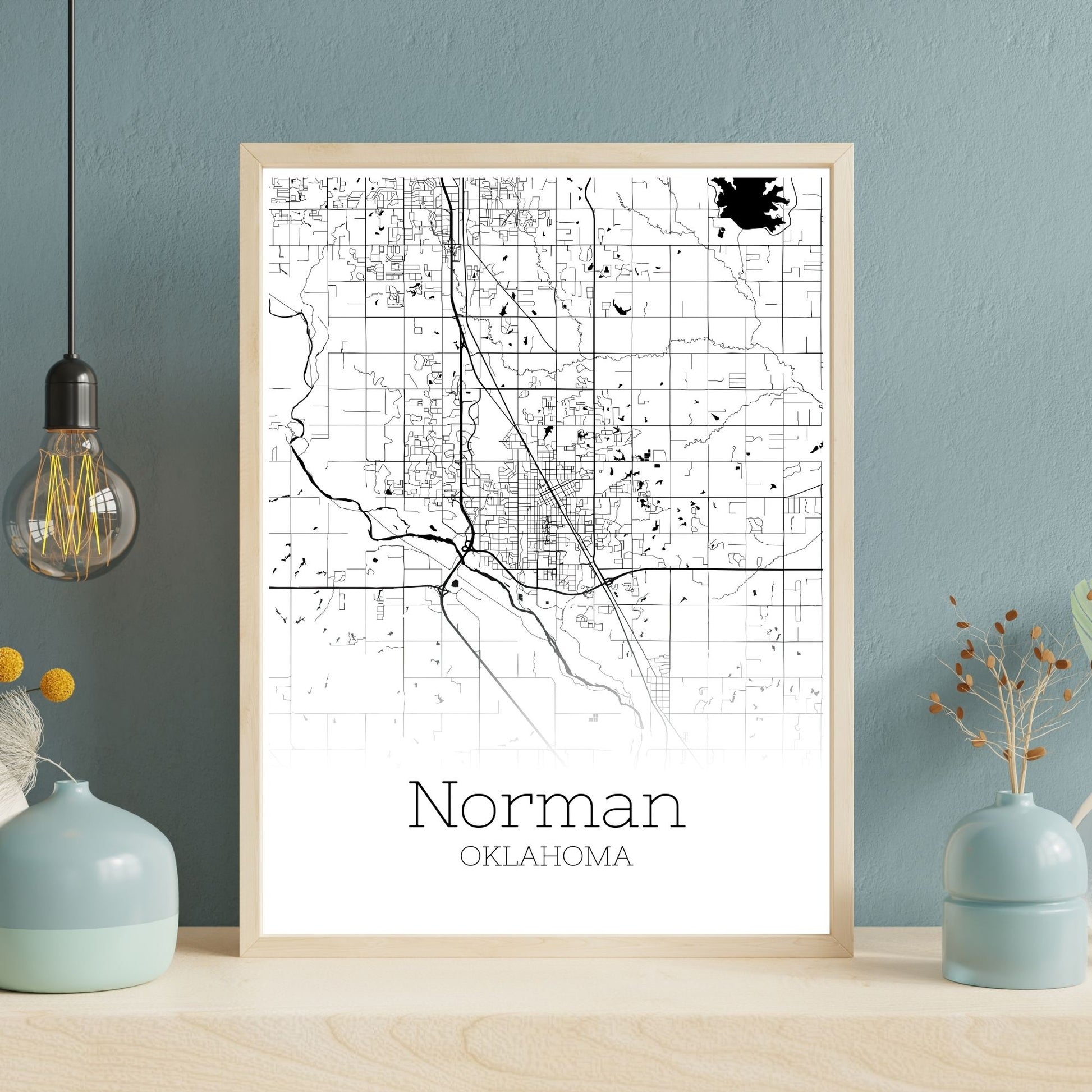 Norman Oklahoma City Map Poster - GroovyGrove