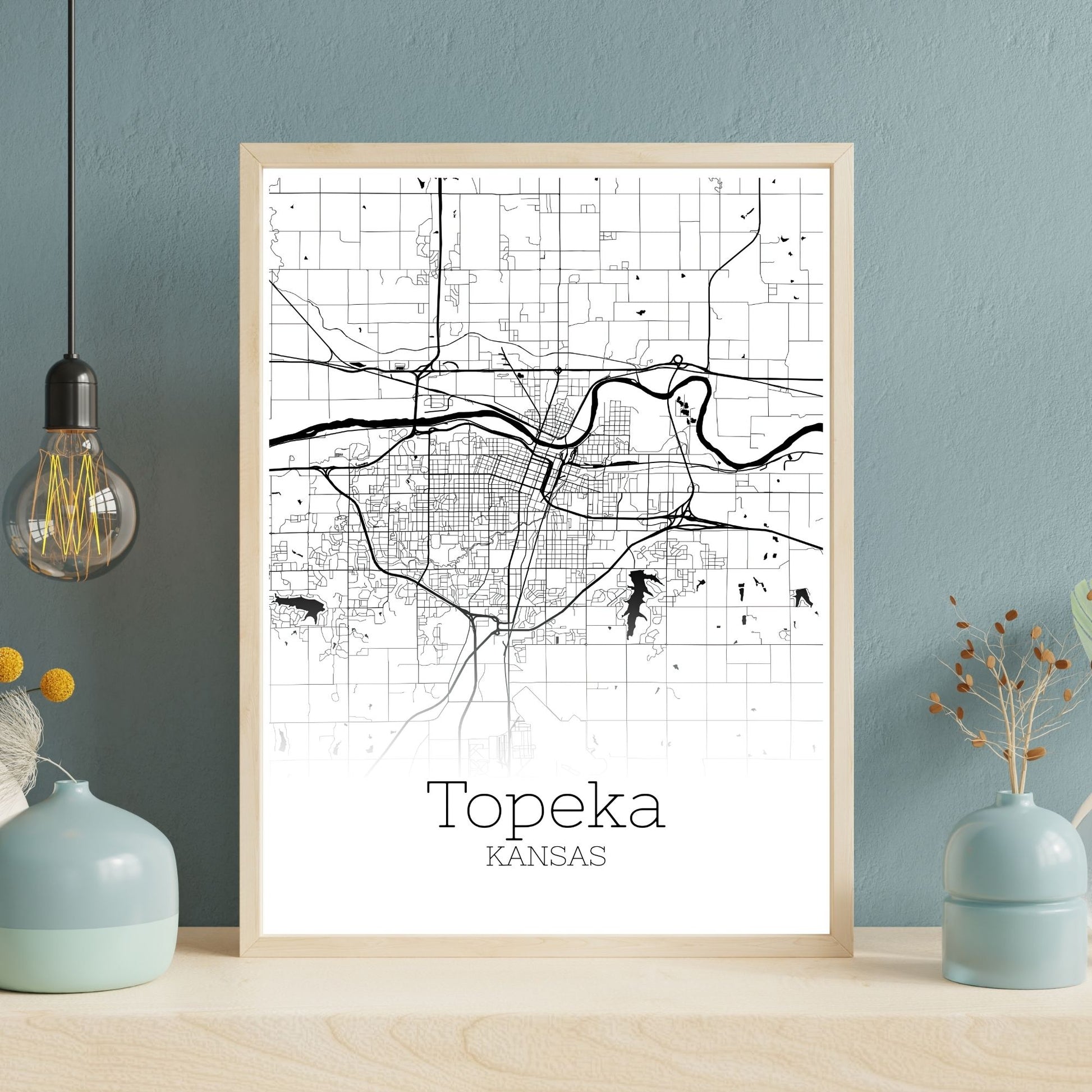 Topeka Kansas City Map Poster - GroovyGrove