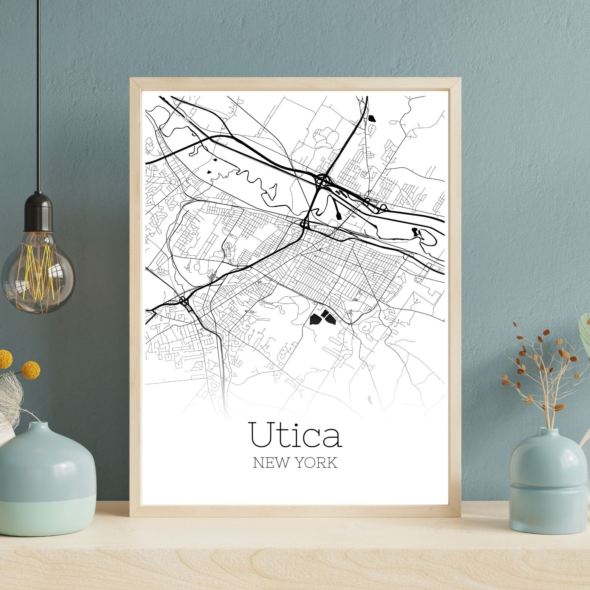 Utica New York City Map Poster - GroovyGrove