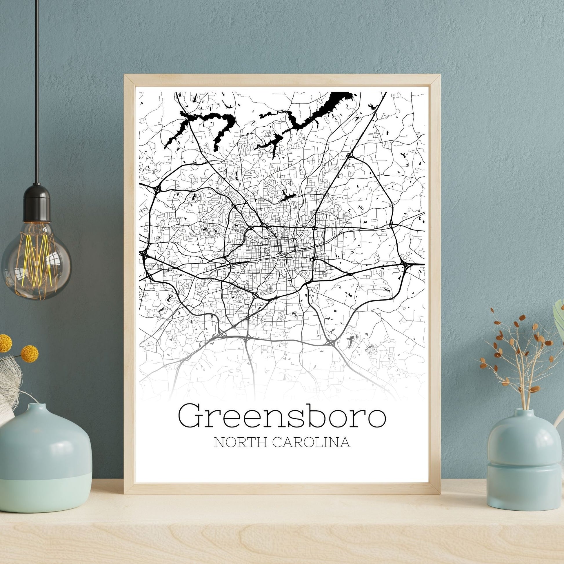 Greensboro North Carolina City Map Poster - GroovyGrove