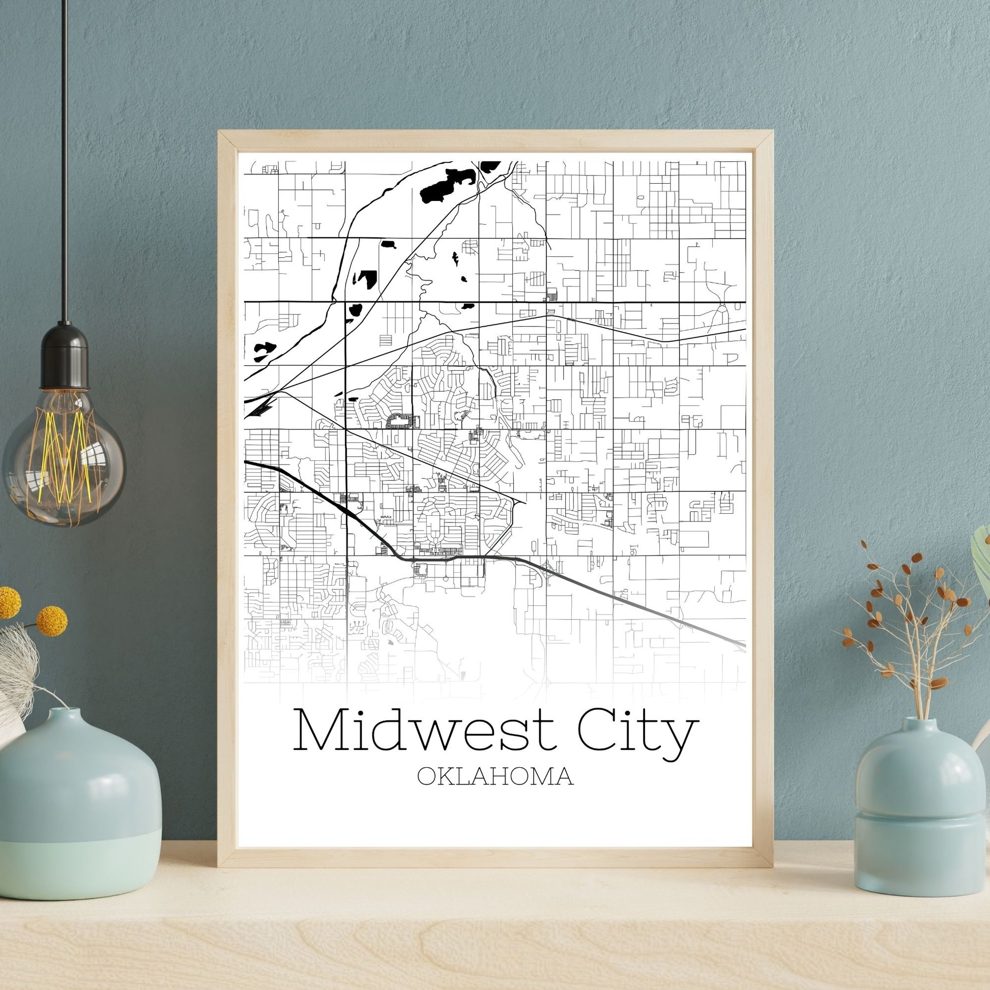 Midwest City Oklahoma Map Poster - GroovyGrove