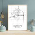 Hanford California City Map Poster - GroovyGrove