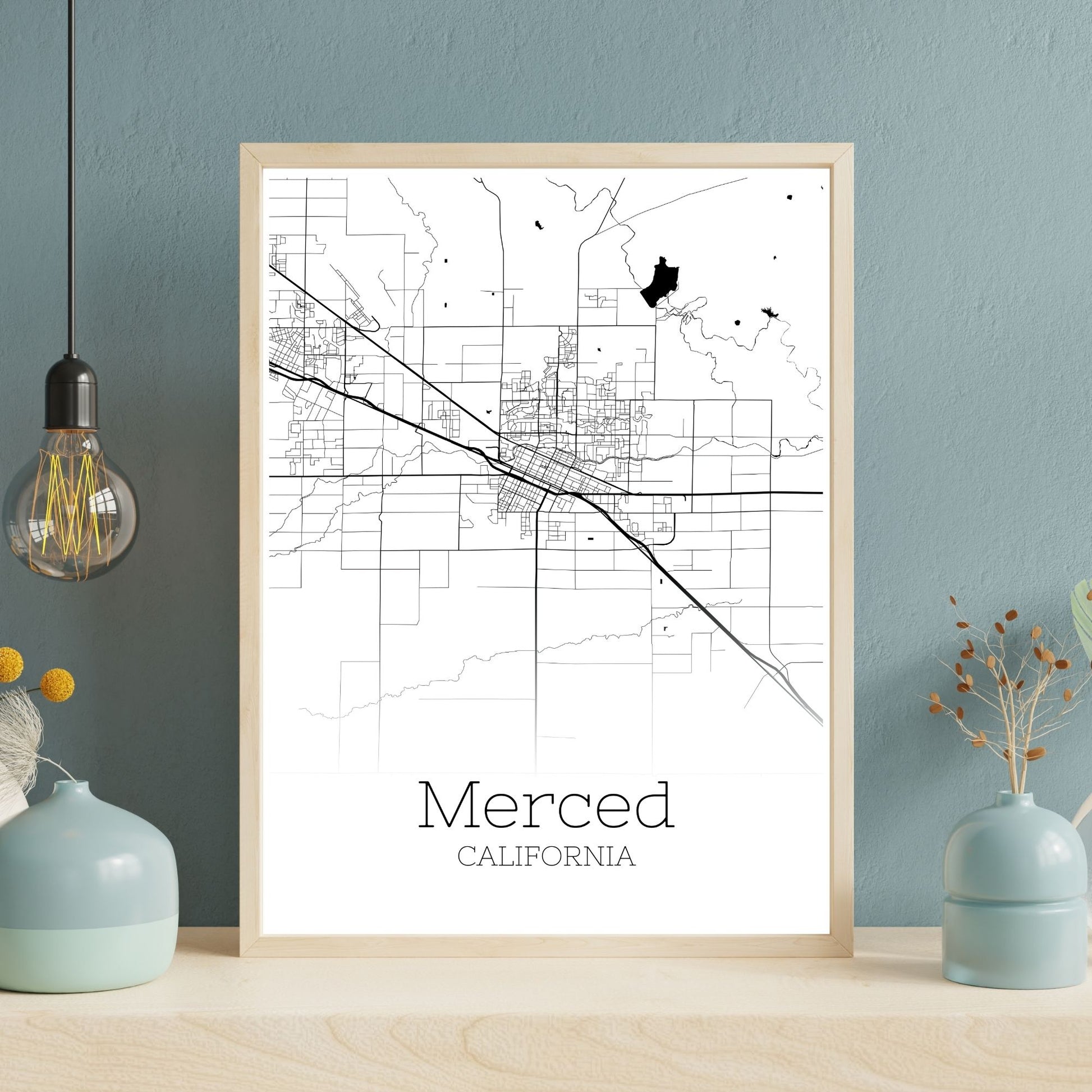 Merced California City Map Poster - GroovyGrove