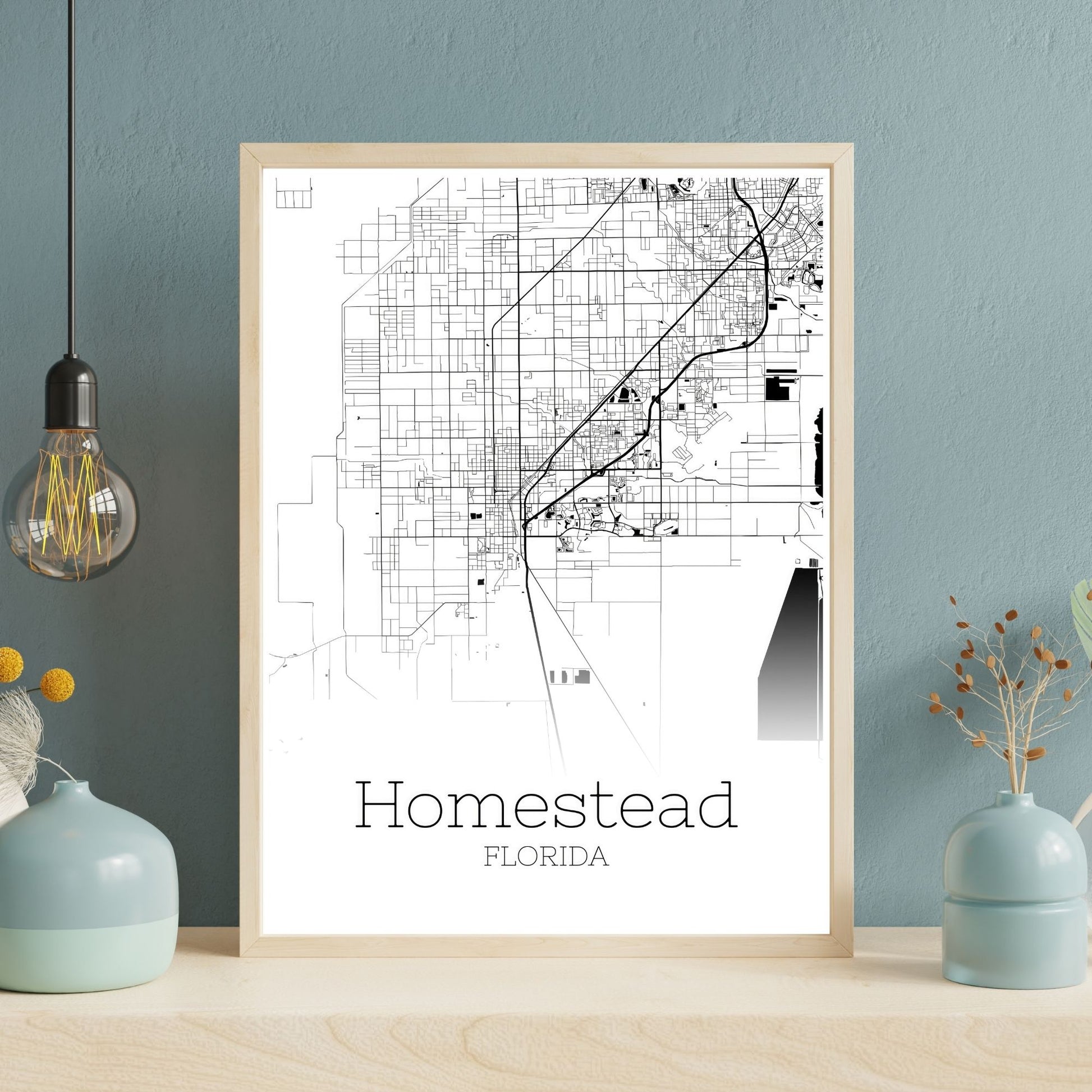 Homestead Florida City Map Poster - GroovyGrove