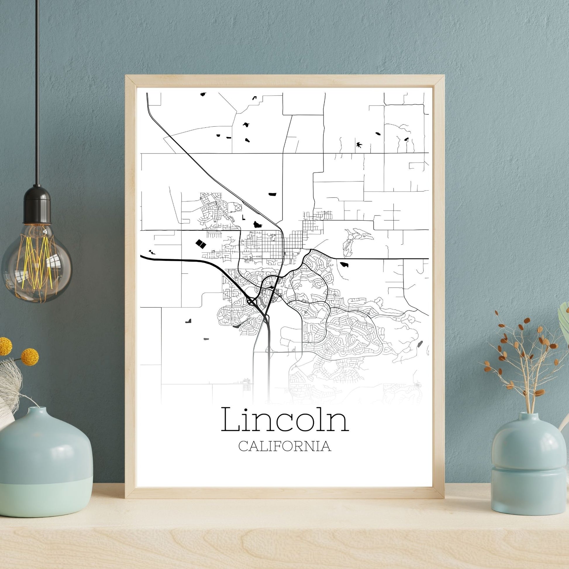 Lincoln California City Map Poster - GroovyGrove