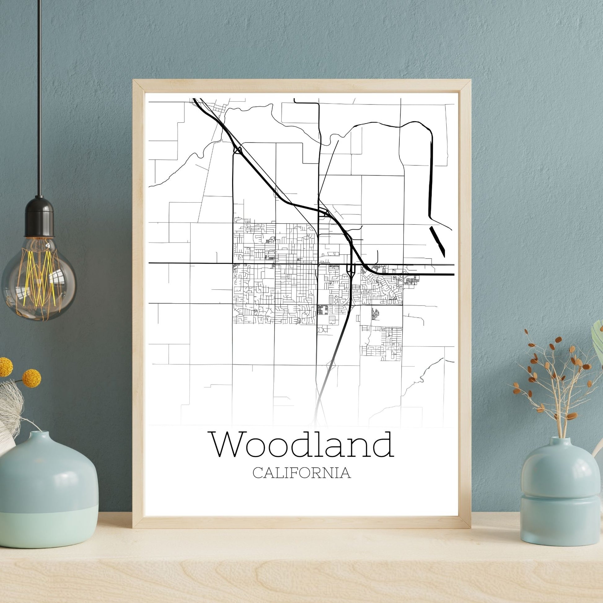 Woodland California City Map Poster - GroovyGrove