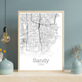 Sandy Utah City Map Poster - GroovyGrove