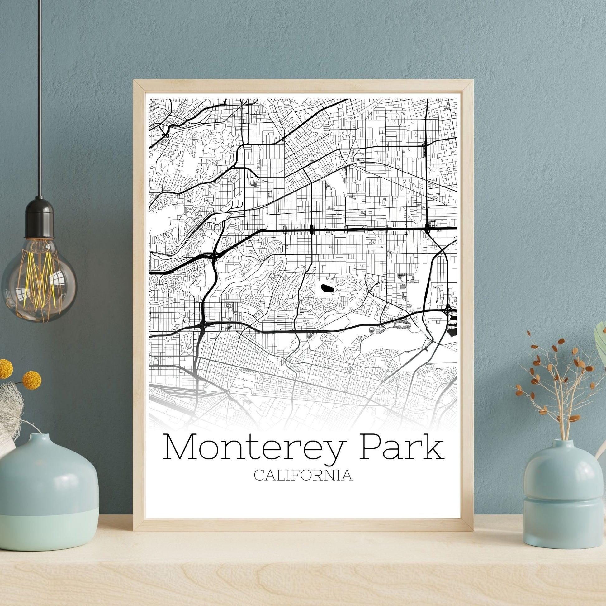 Monterey Park California City Map Poster - GroovyGrove