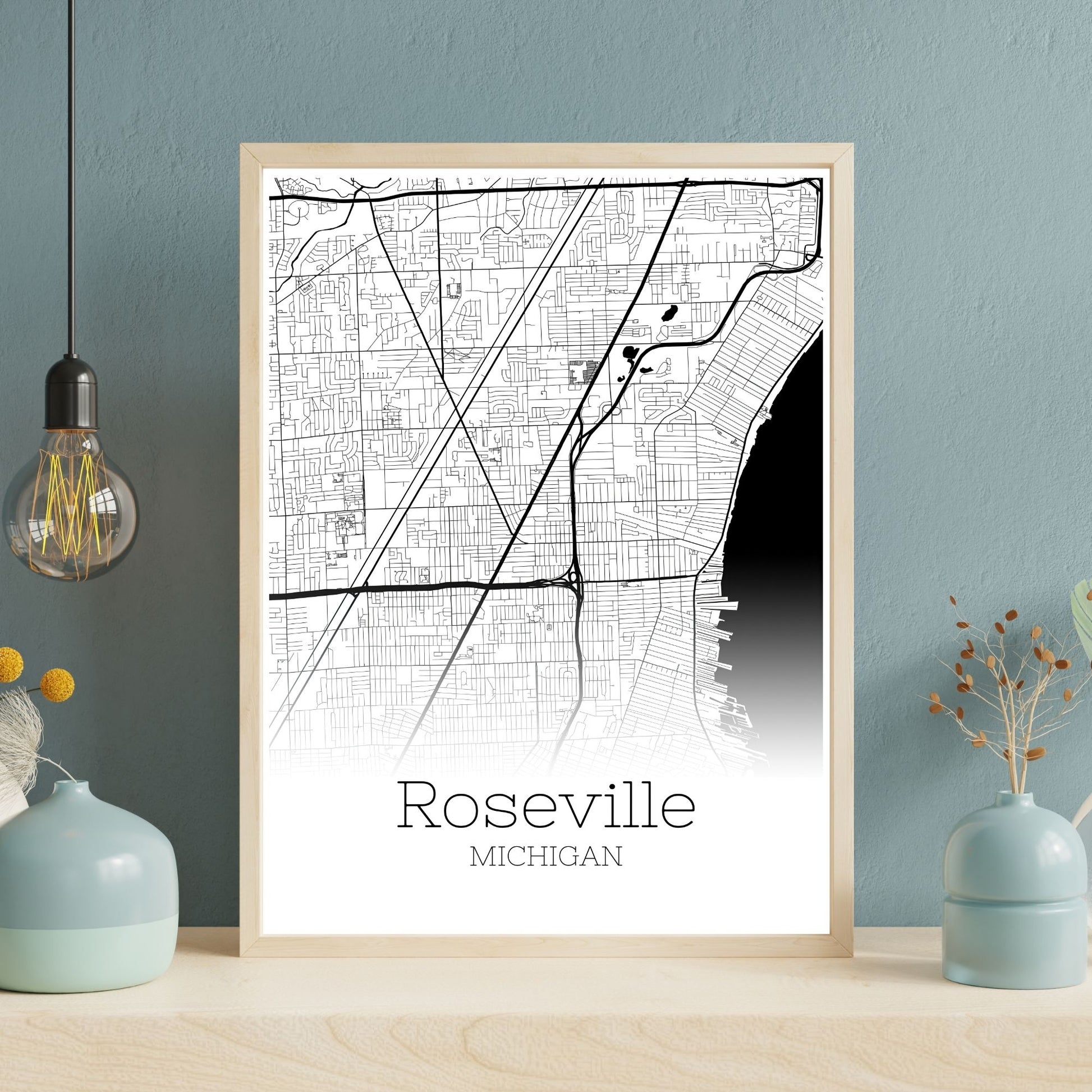 Roseville Michigan City Map Poster - GroovyGrove