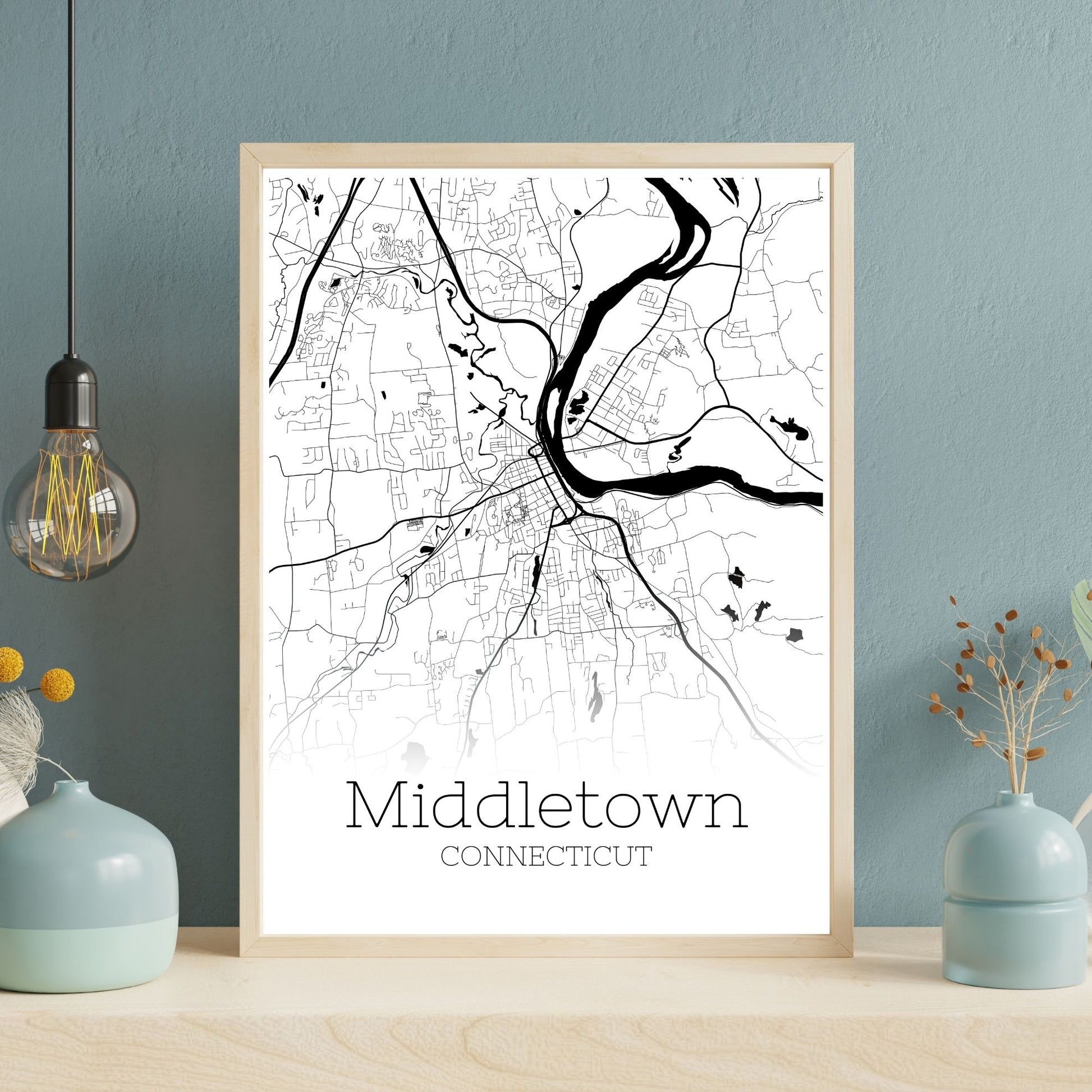 Middletown Connecticut City Map Poster - GroovyGrove