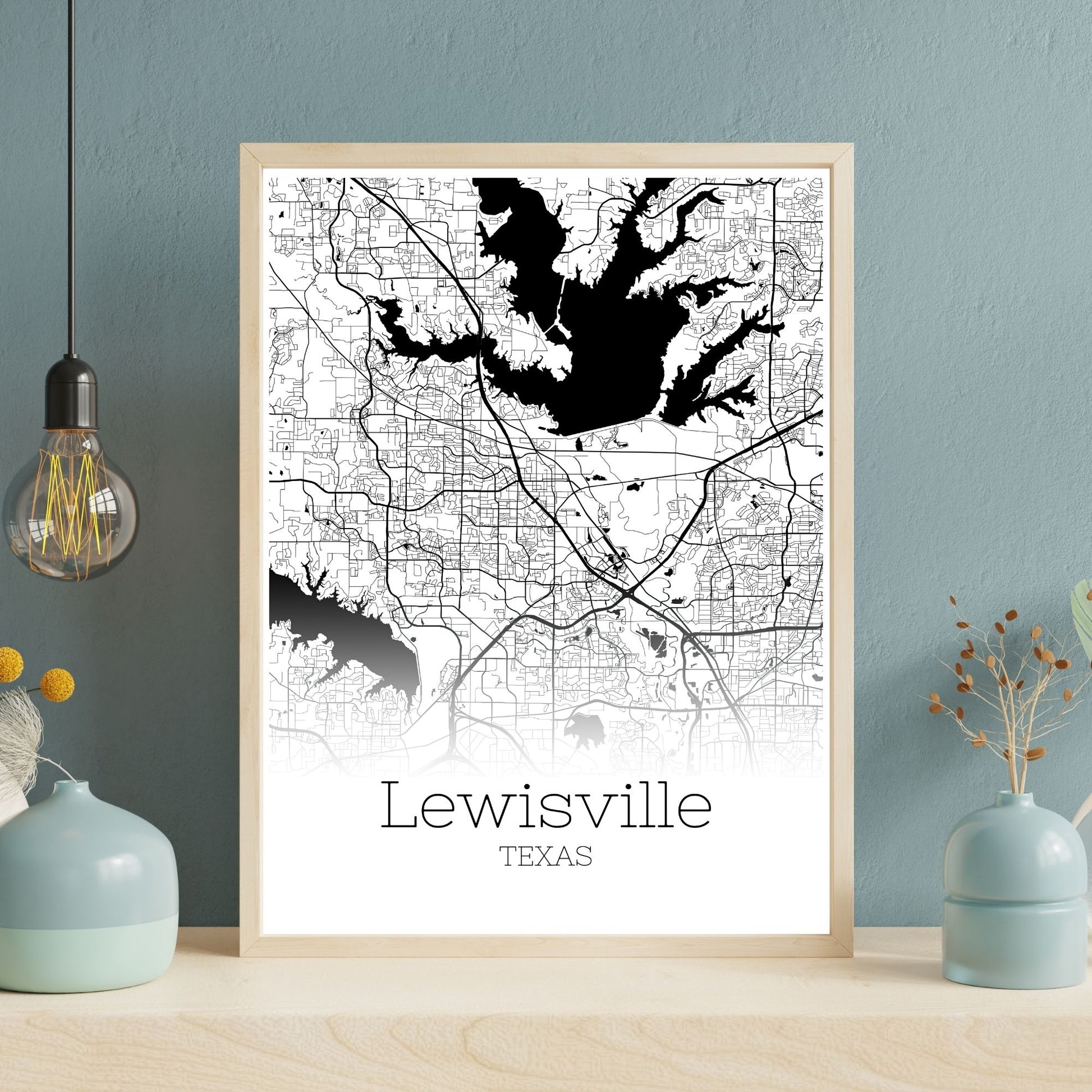 Lewisville Texas City Map Poster - GroovyGrove