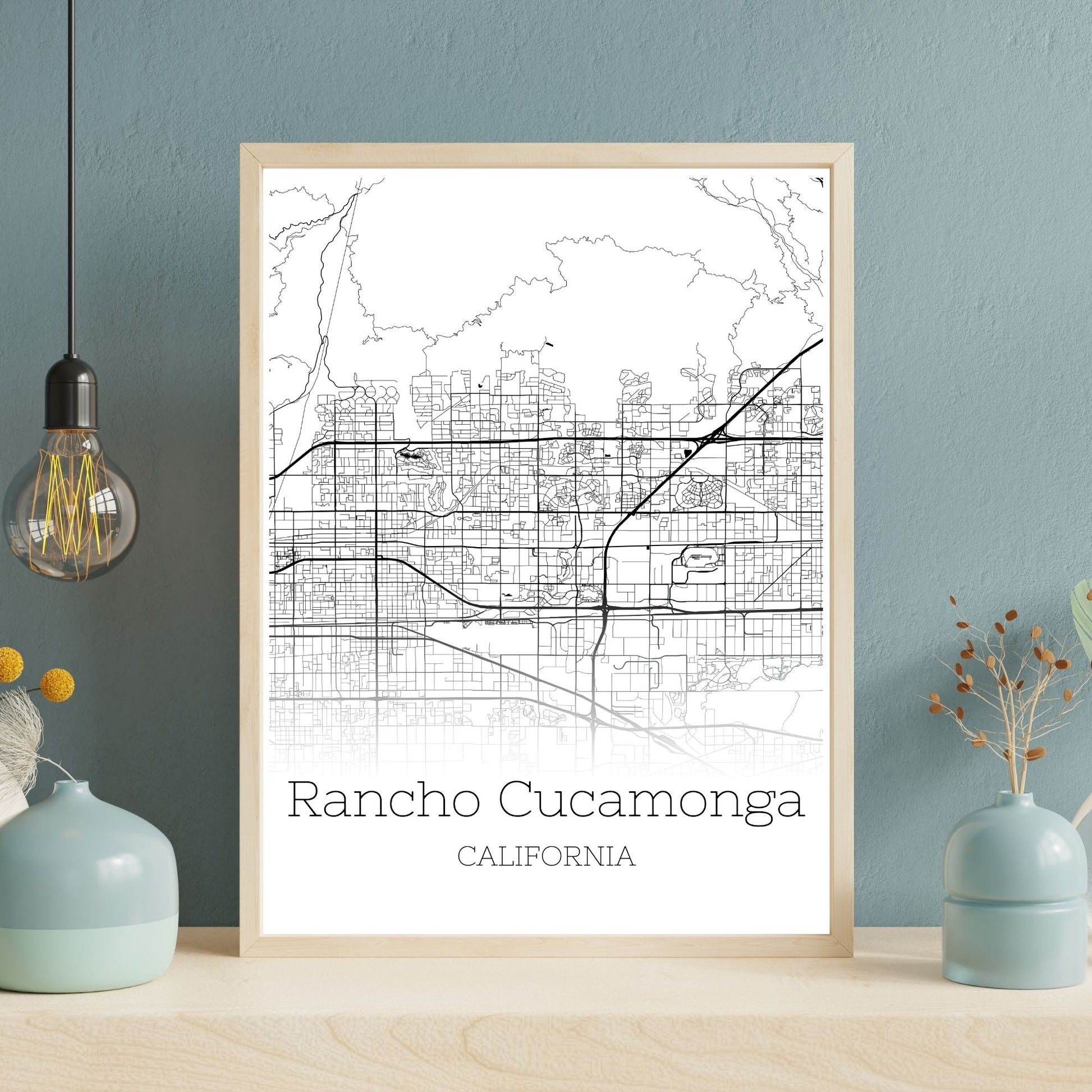 Rancho Cucamonga California City Map Poster - GroovyGrove