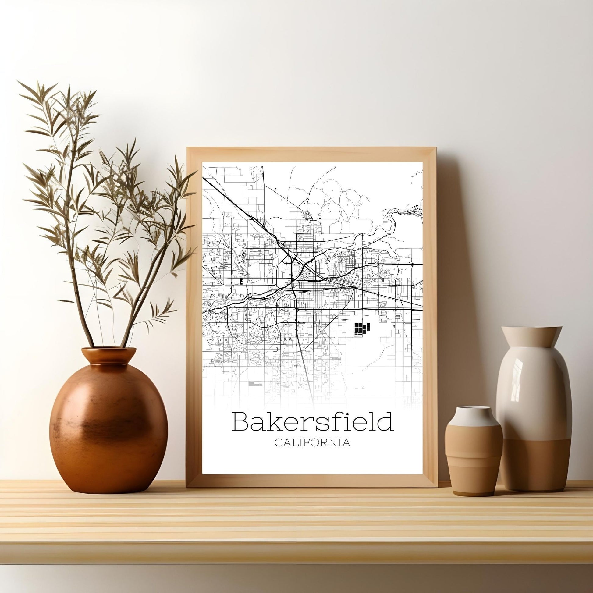 Bakersfield California City Map Poster - GroovyGrove