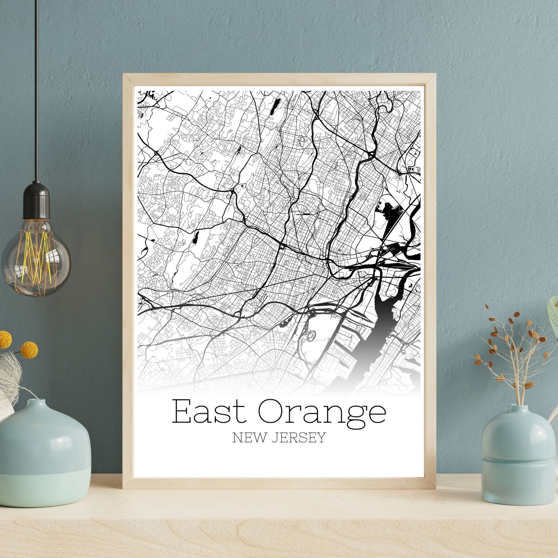 East Orange New Jersey City Map Poster - GroovyGrove