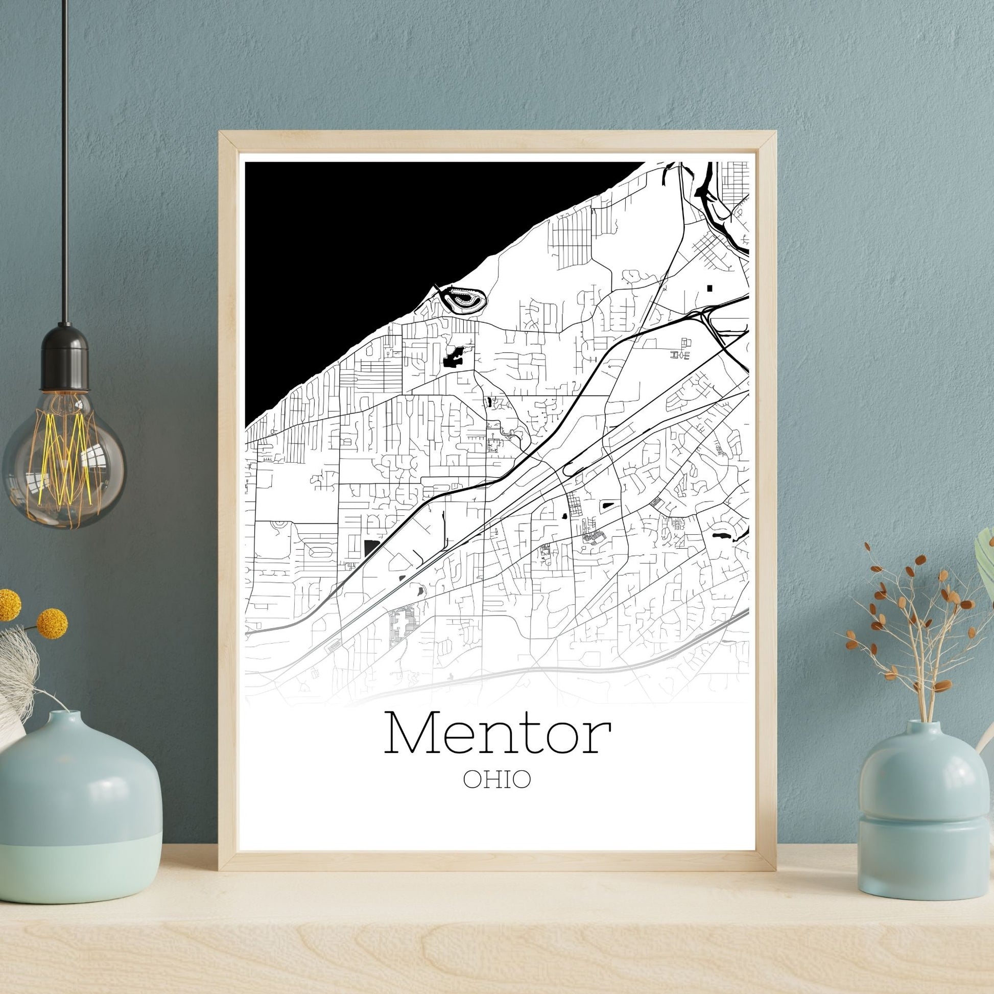 Mentor Ohio City Map Poster - GroovyGrove