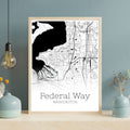 Federal Way Washington City Map Poster - GroovyGrove