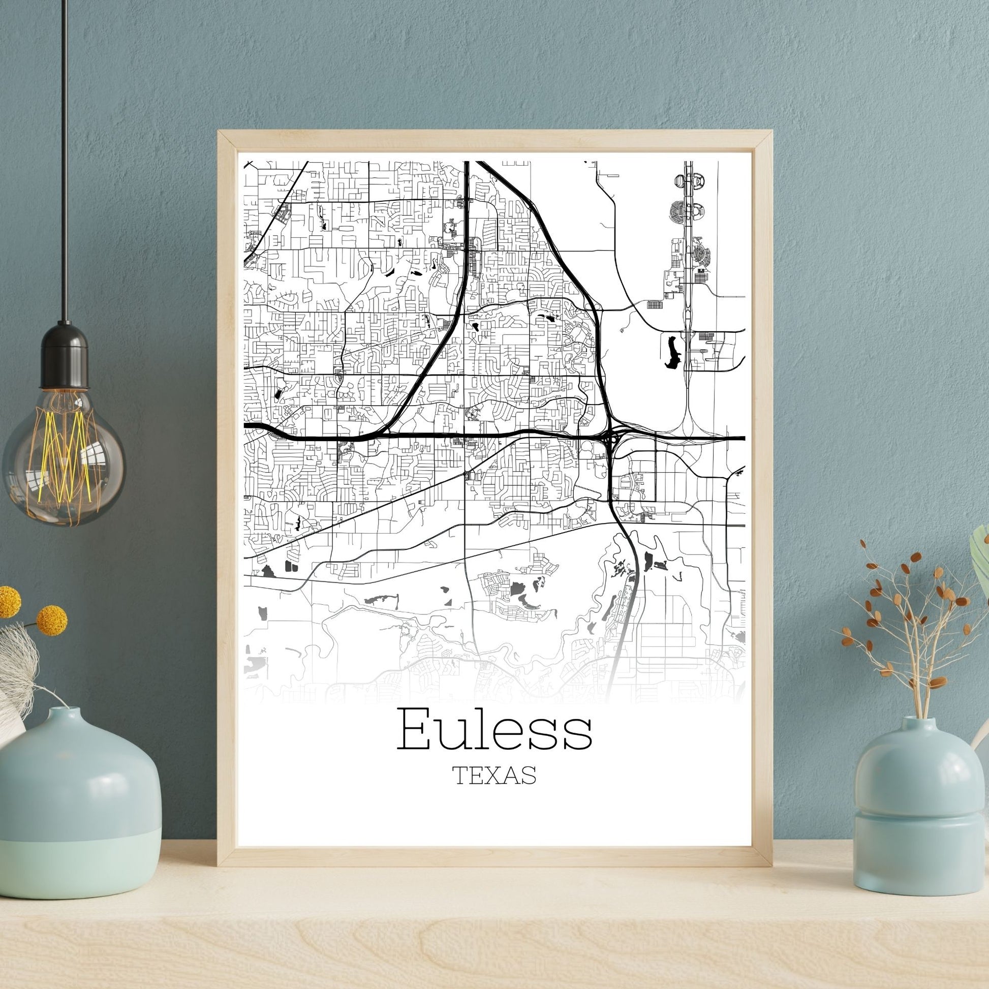 Euless Texas City Map Poster - GroovyGrove