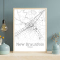 New Braunfels Texas City Map Poster - GroovyGrove