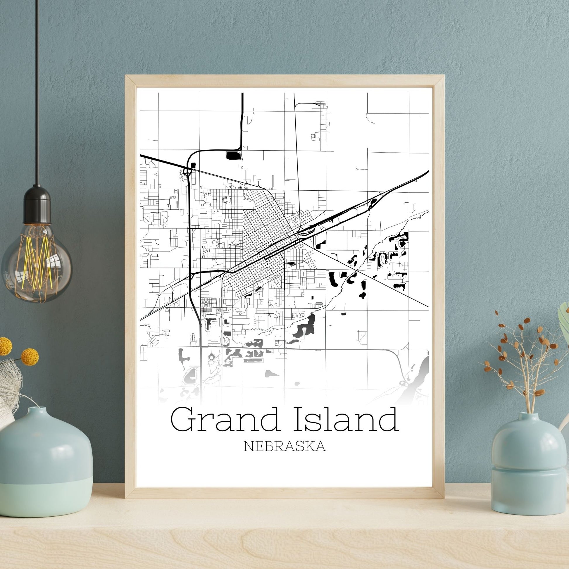 Grand Island Nebraska City Map Poster - GroovyGrove