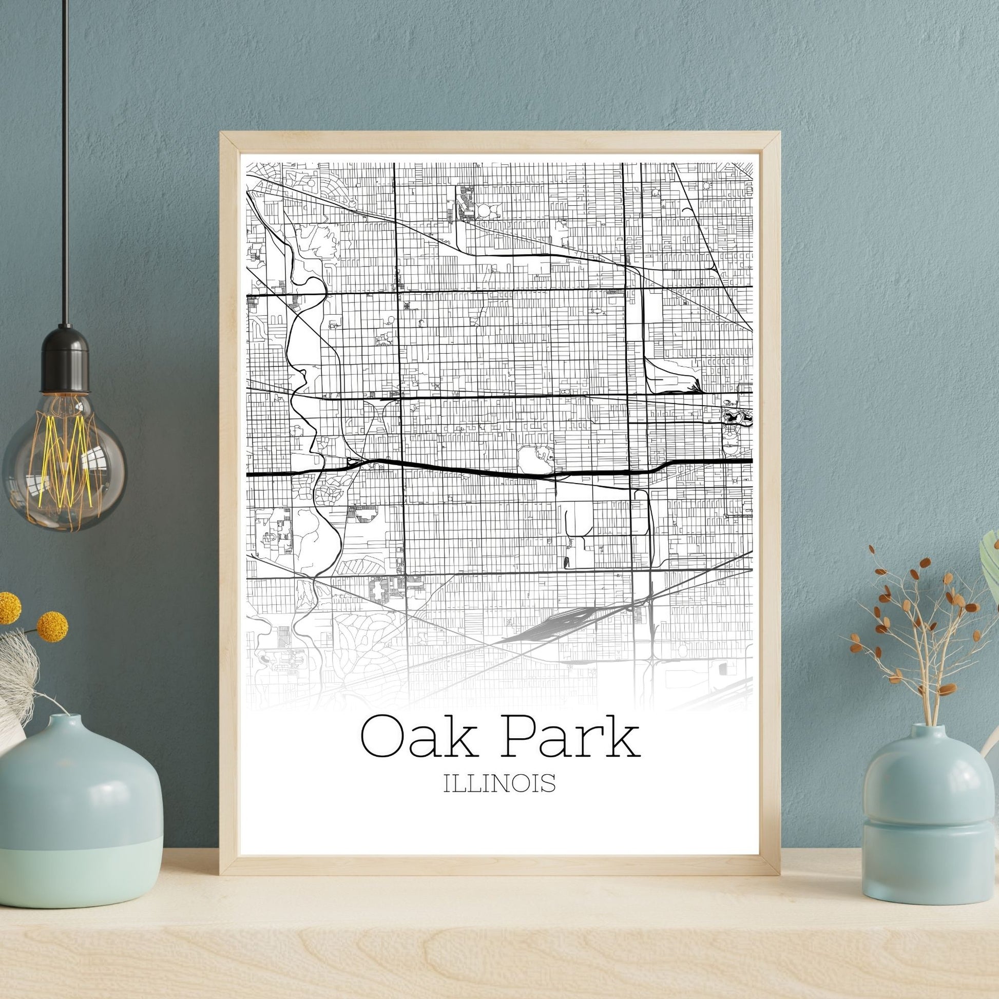 Oak Park Illinois City Map Poster - GroovyGrove